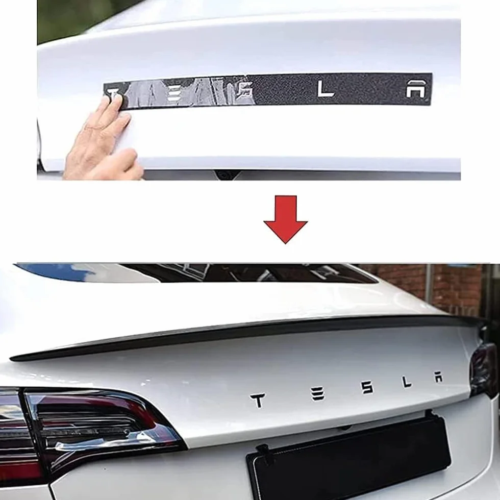 Samoprzylepne i pojedyncze litery dekoracyjne 3D Tesla: pasujące do modeli X, Y, S i 3 (szare)