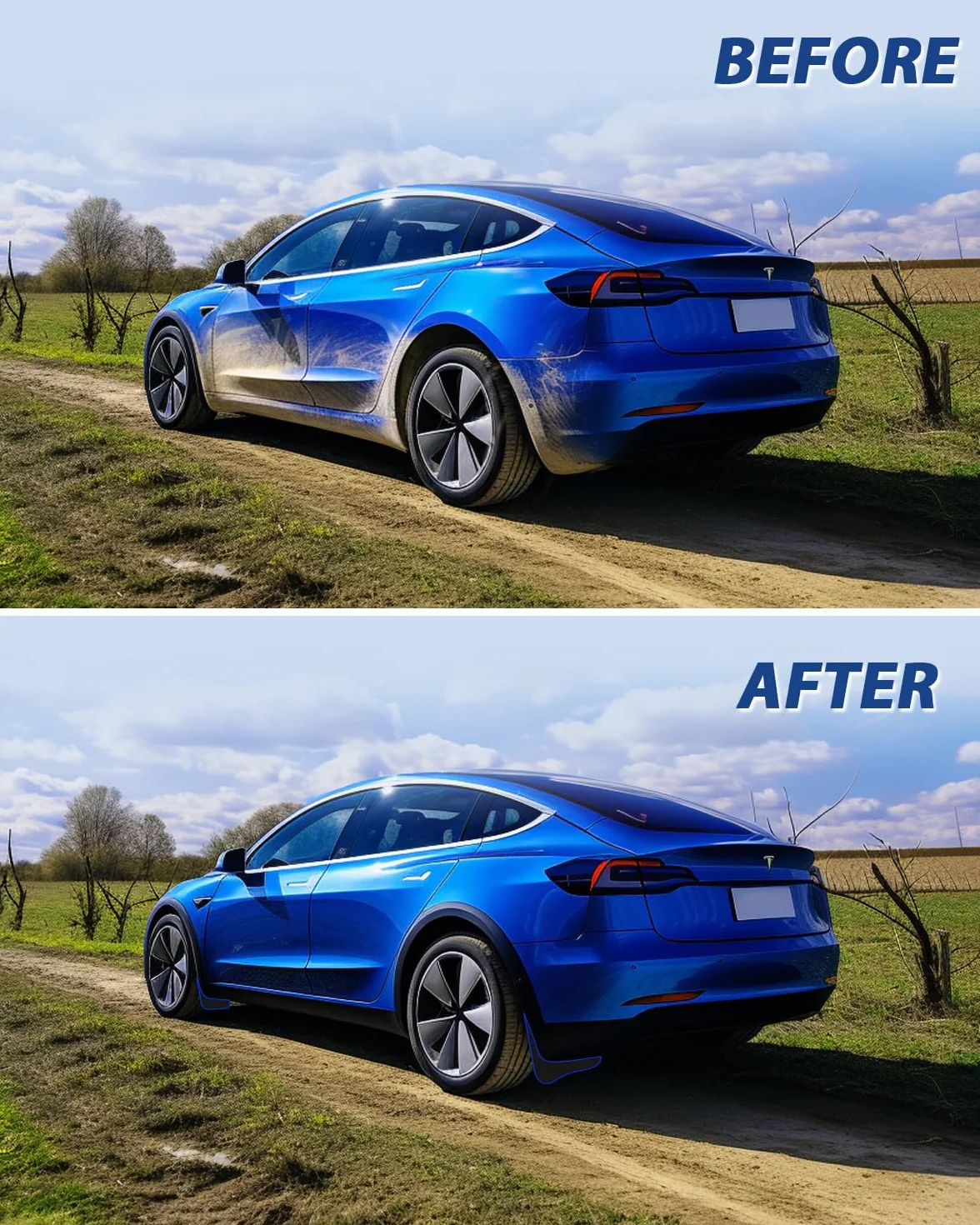 [4 Sztuki] Tesla Model 3 2024 Błotniki, Model 3 Highland Błotniki Przodu i Tyłu ze śrubami Mocującymi, Bez Konieczności Wiercenia Otworów