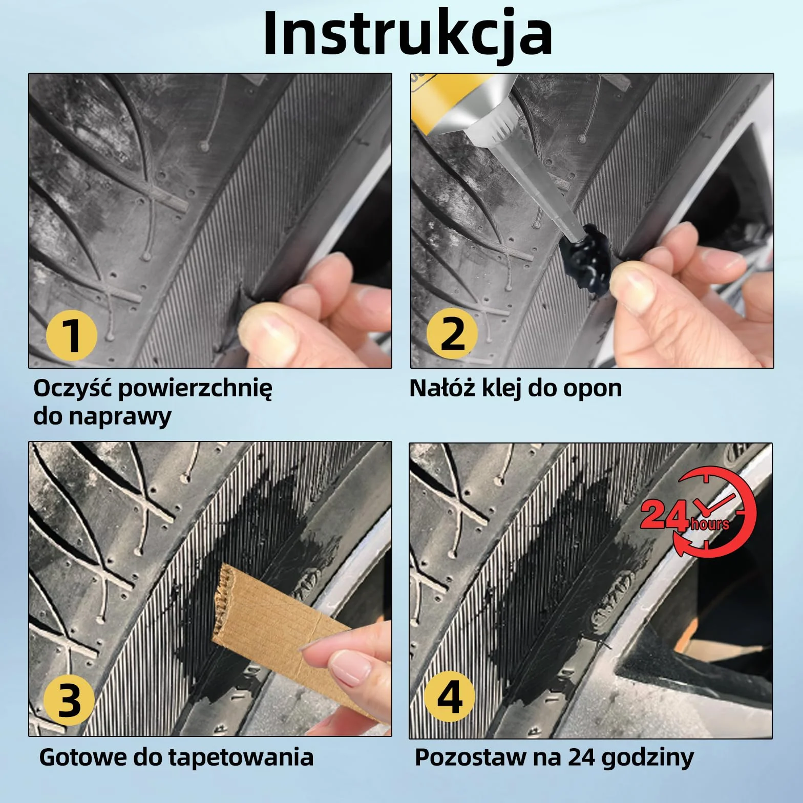 LOCBONDSO Klej do opon gumowy czarny wodoodporny szybka naprawa 50g