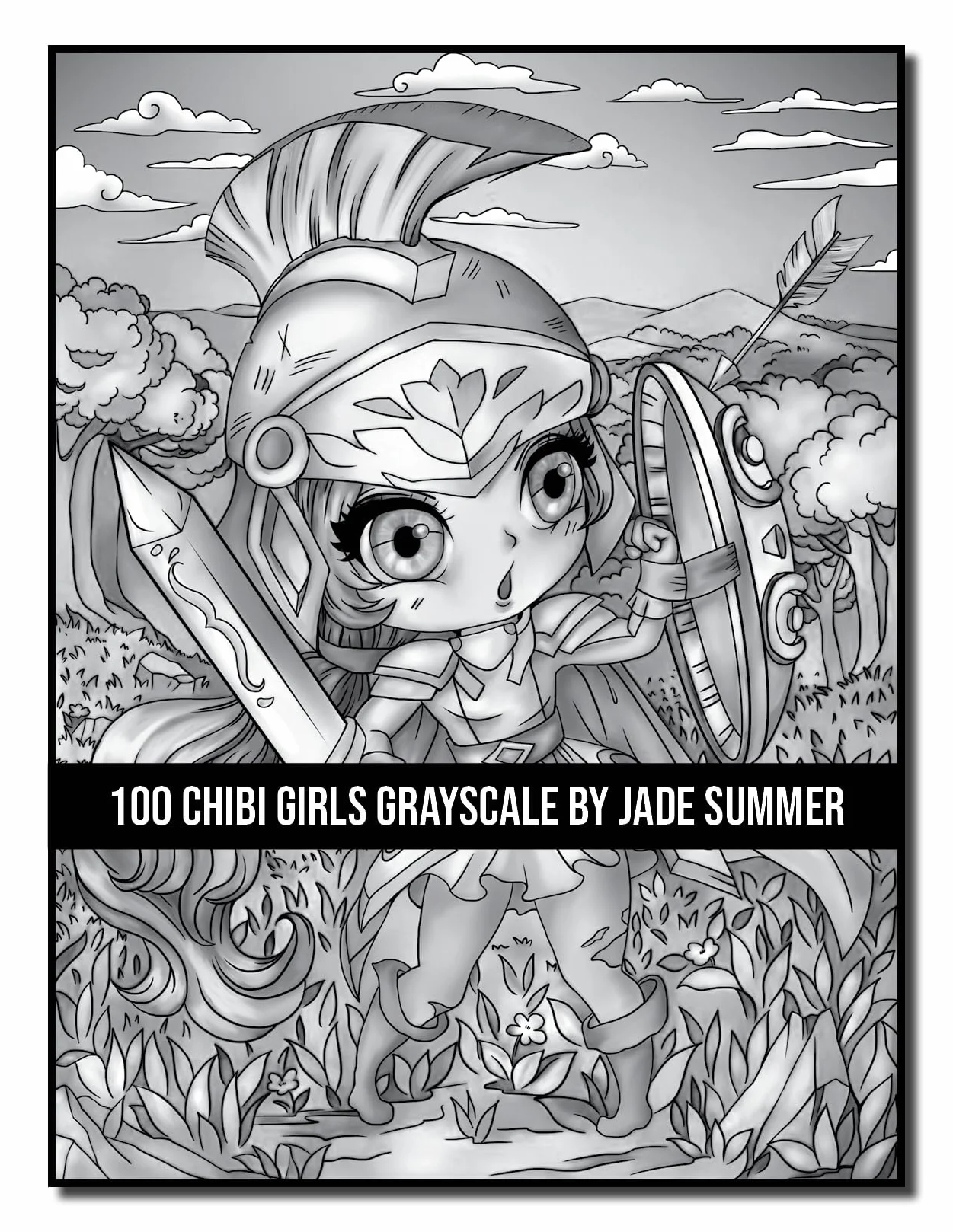 100 Chibi Girls Grayscale: An Adult Coloring Book Collection with Cute Girls, Fantasy, Horror, Christmas, and More!