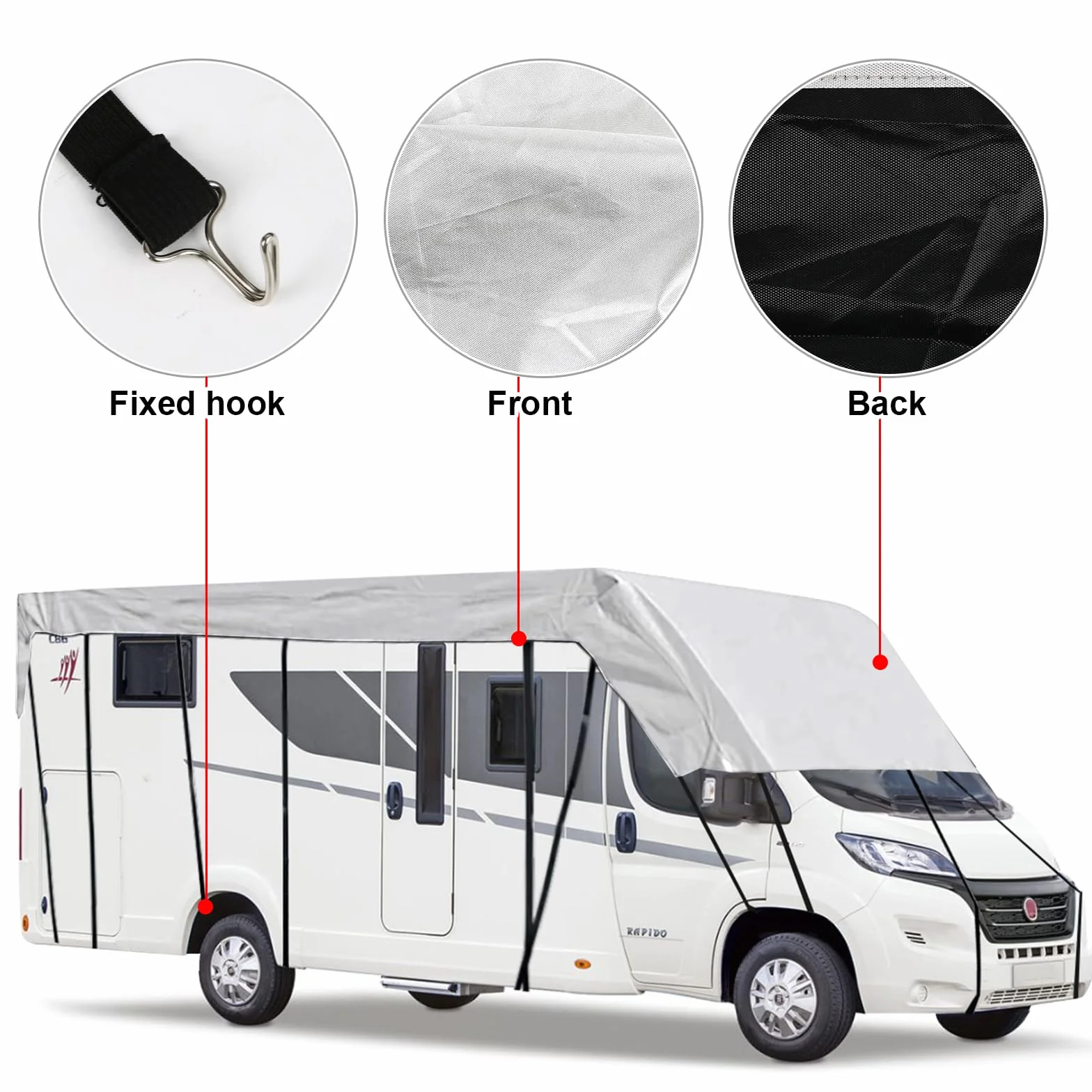 Plandeka Ochronna Dachu Caravana Wodoodporna 210D Caravan Cover 6.5 x 3 m