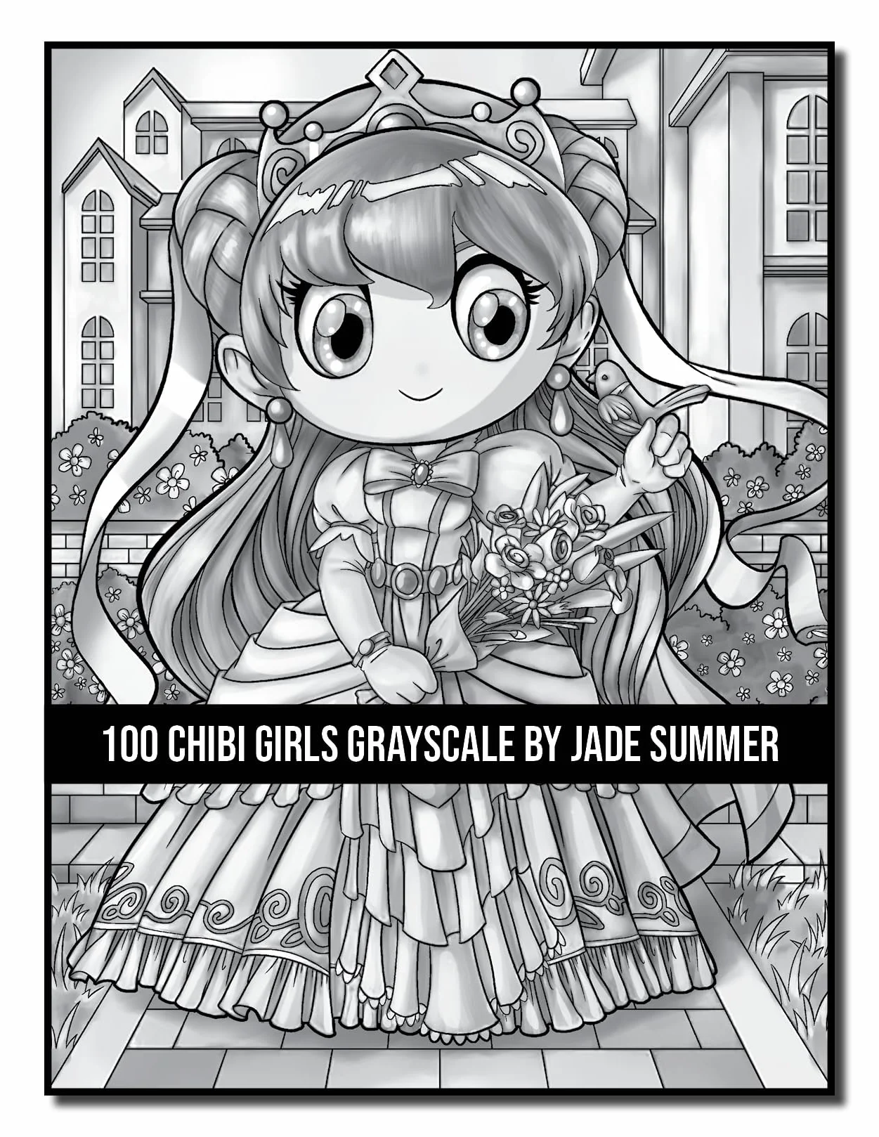 100 Chibi Girls Grayscale: An Adult Coloring Book Collection with Cute Girls, Fantasy, Horror, Christmas, and More!