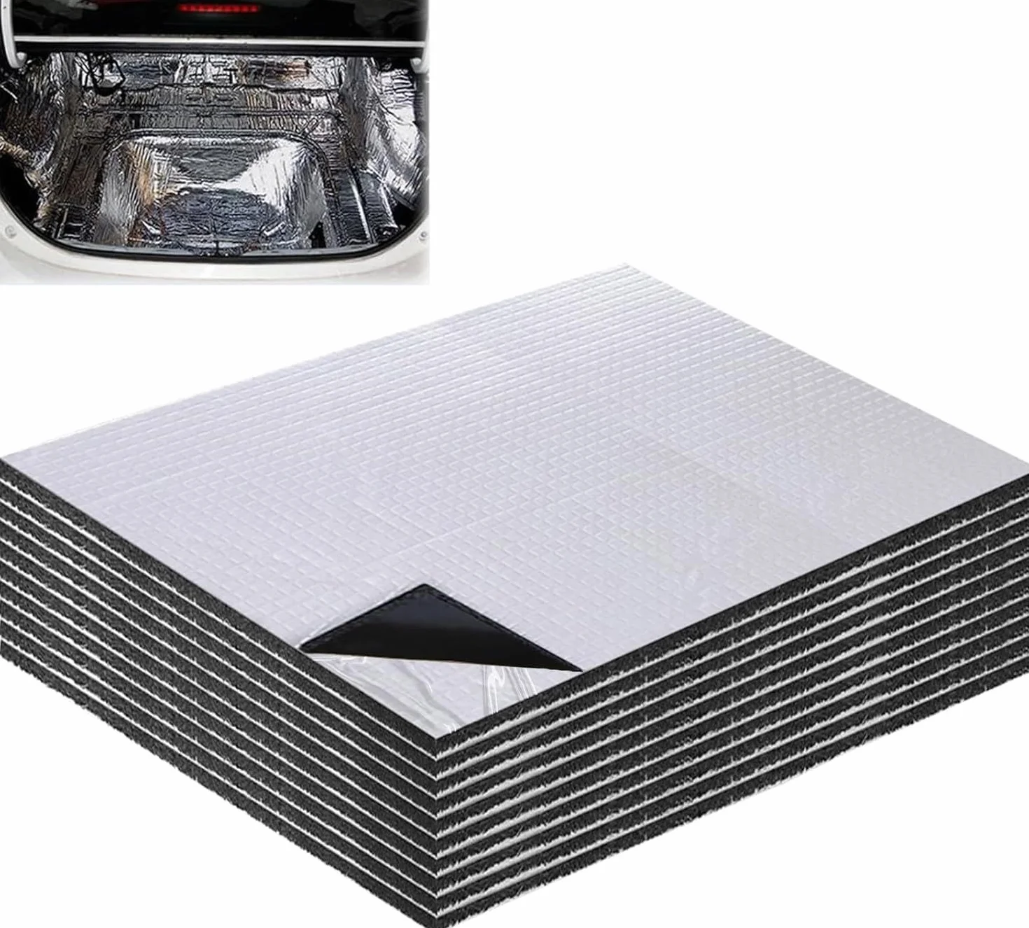 Alubutyl mata tłumiąca do samochodu, 10 sztuk, 40 x 25 x 0,5 cm, mata izolacyjna, tłumiąca, samoprzylepna, do różnych części samochodu, rur ściennych gospodarstwa domowego, pudełek izolacyjnych DIY
