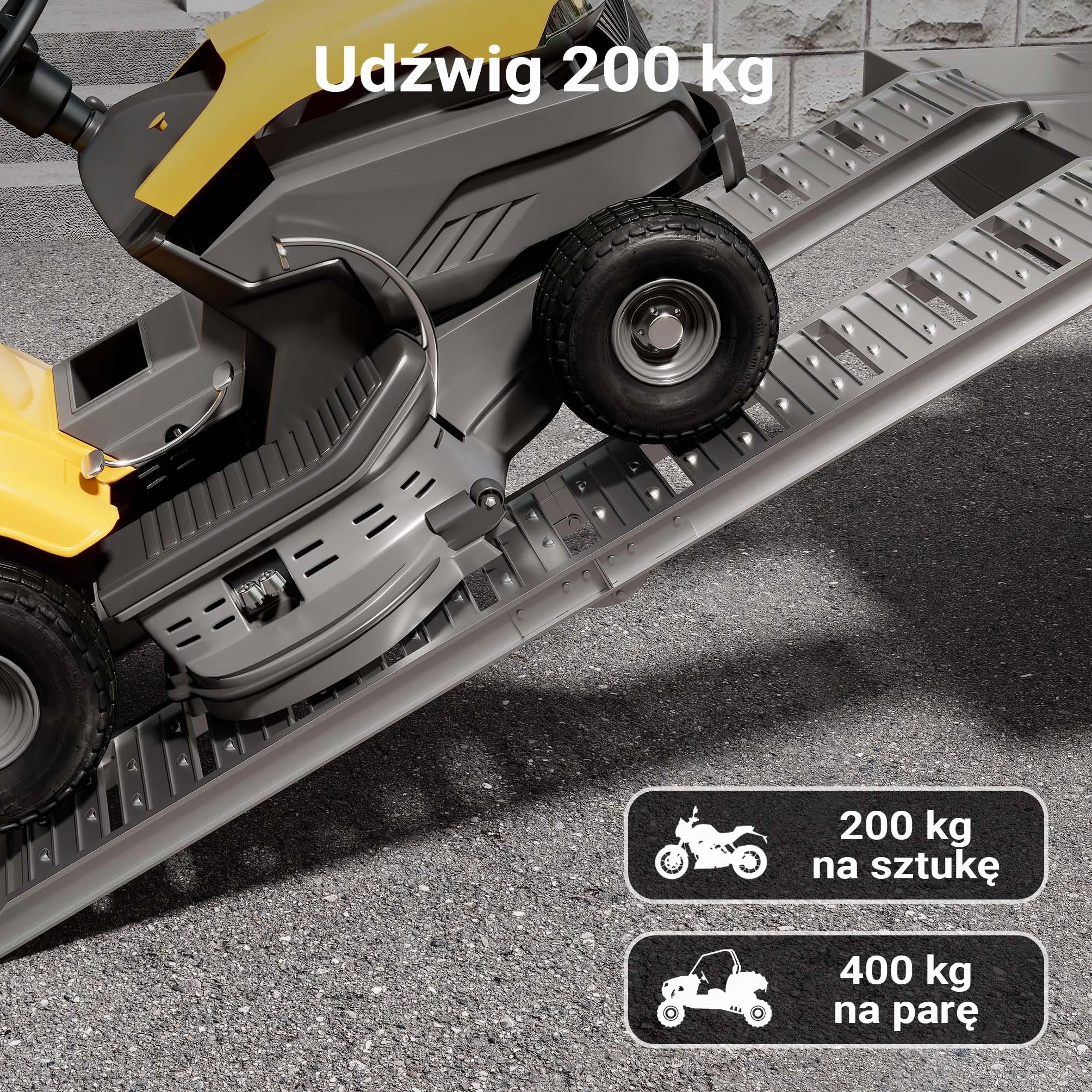 Wiltec Składany najazd aluminiowy o długości 182 cm i udźwigu 200 kg, lekka i łatwa do przechowywania, do załadowania quadów i motocykli