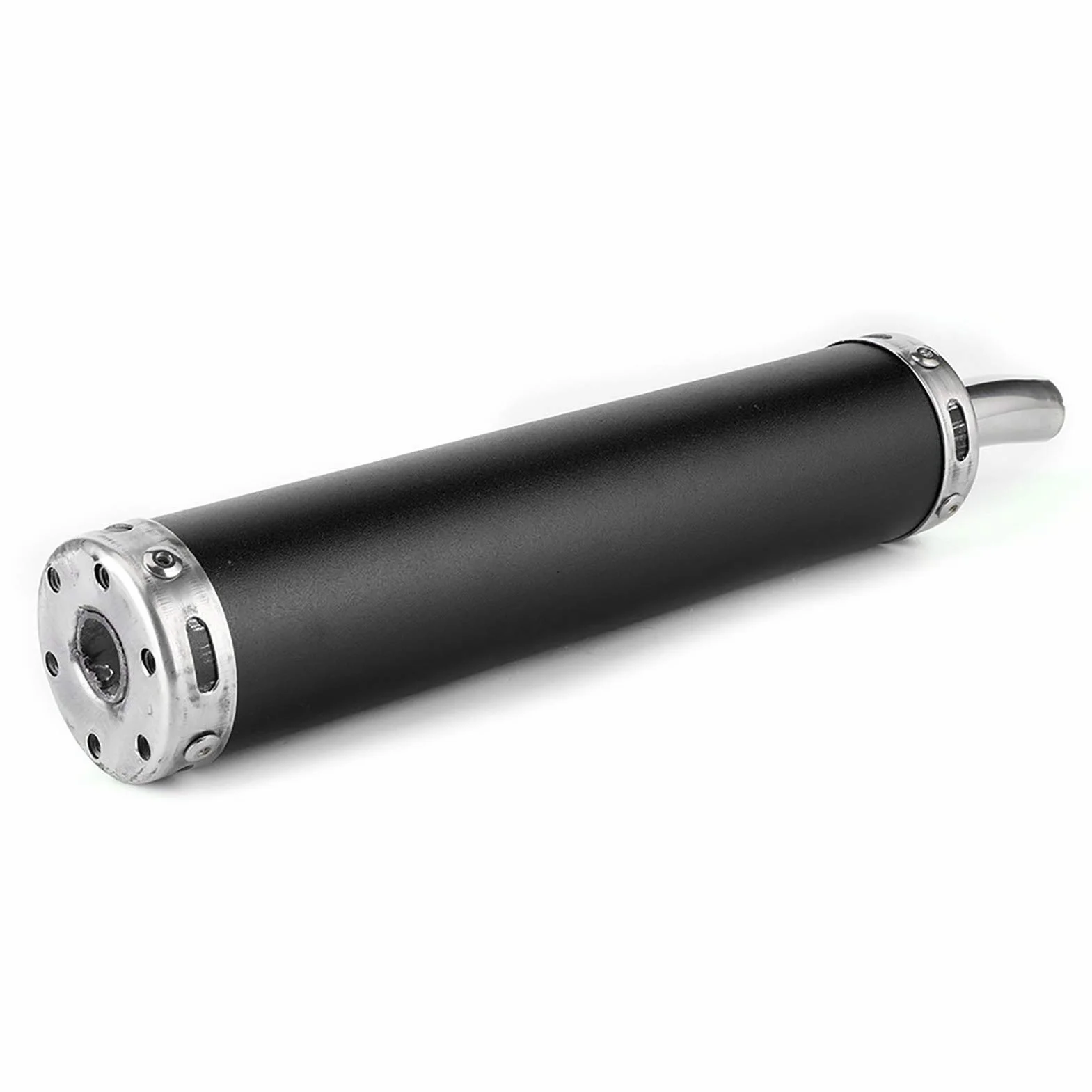 Tłumik Wydechowy Motoroweru, Tłumik Wydechowy ze Stali Nierdzewnej 20mm/0,8 Cala Zmodyfikowane Części do Motocykla 2-suwowegoBlack (Czarny)