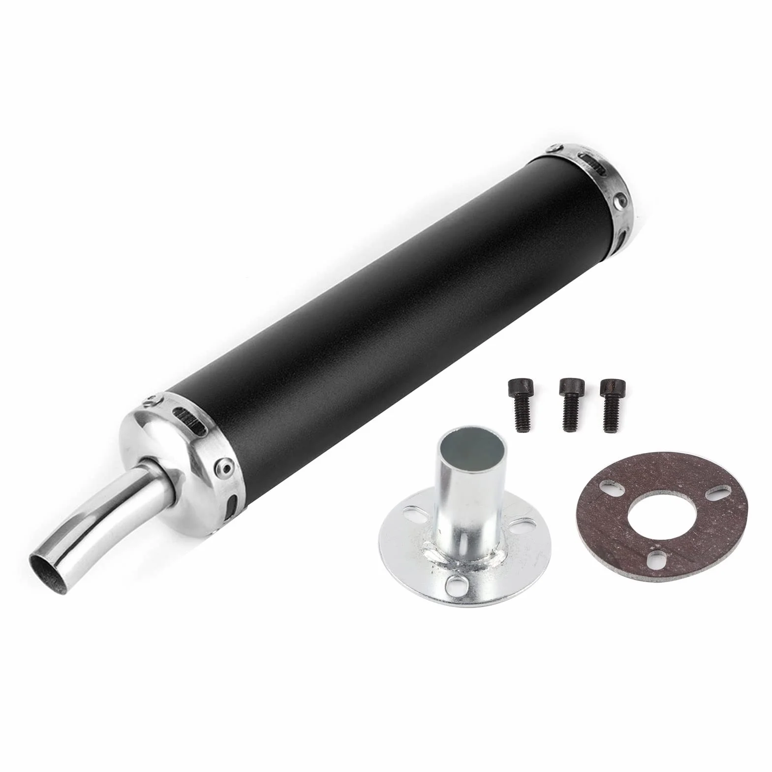Tłumik Wydechowy Motoroweru, Tłumik Wydechowy ze Stali Nierdzewnej 20mm/0,8 Cala Zmodyfikowane Części do Motocykla 2-suwowegoBlack (Czarny)