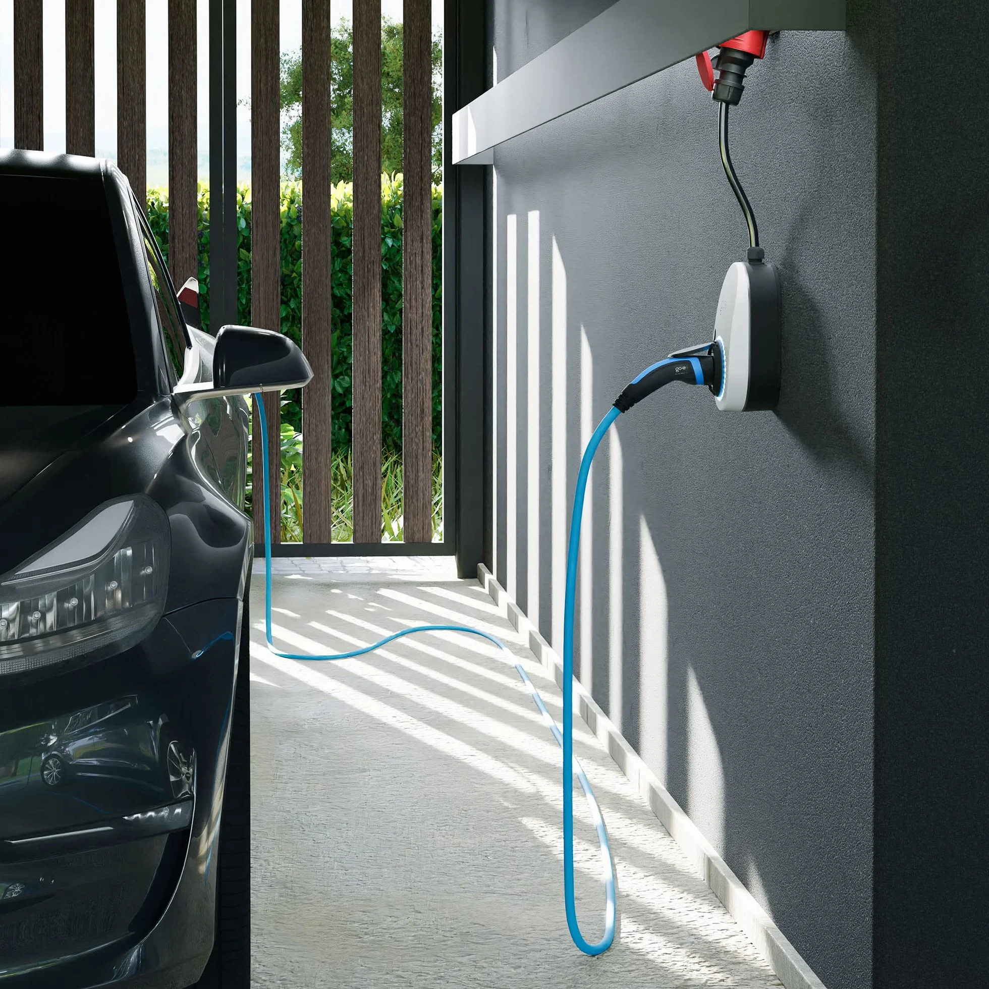 go-e Gemini flex 11 kW Ładowarka stacjonarna i mobilna wtyczka CEE czerwona gniazdo 16 A typ 2 WLAN RFID App