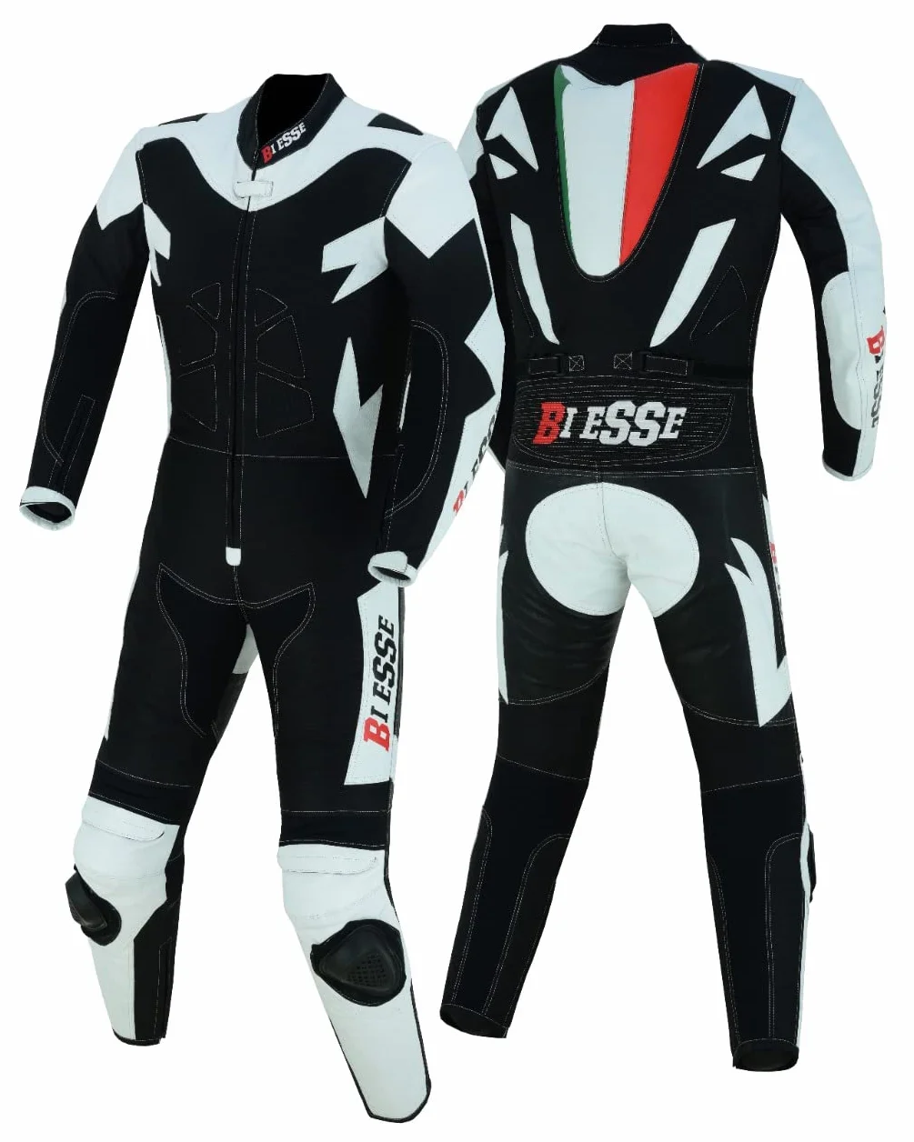 BI ESSE MINIMOTO Kombinezon dziecięcy skóra ochraniacze CE biały czarny XS 7 lat