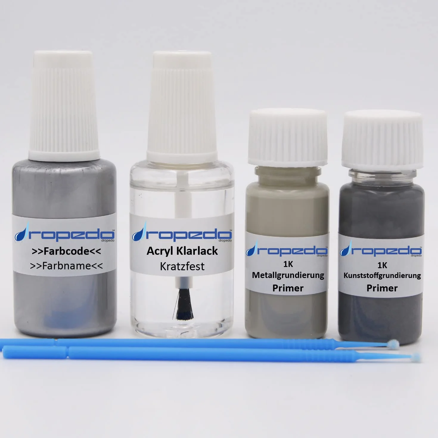 Zestaw markerów do lakieru pasuje do SEAT 0C D szary/MONSUNGRAU/PIRINEOS Grey 20 ml + lakier bezbarwny 20 ml + 10 ml podkład metalowy + 10 ml podkład z tworzywa sztucznego