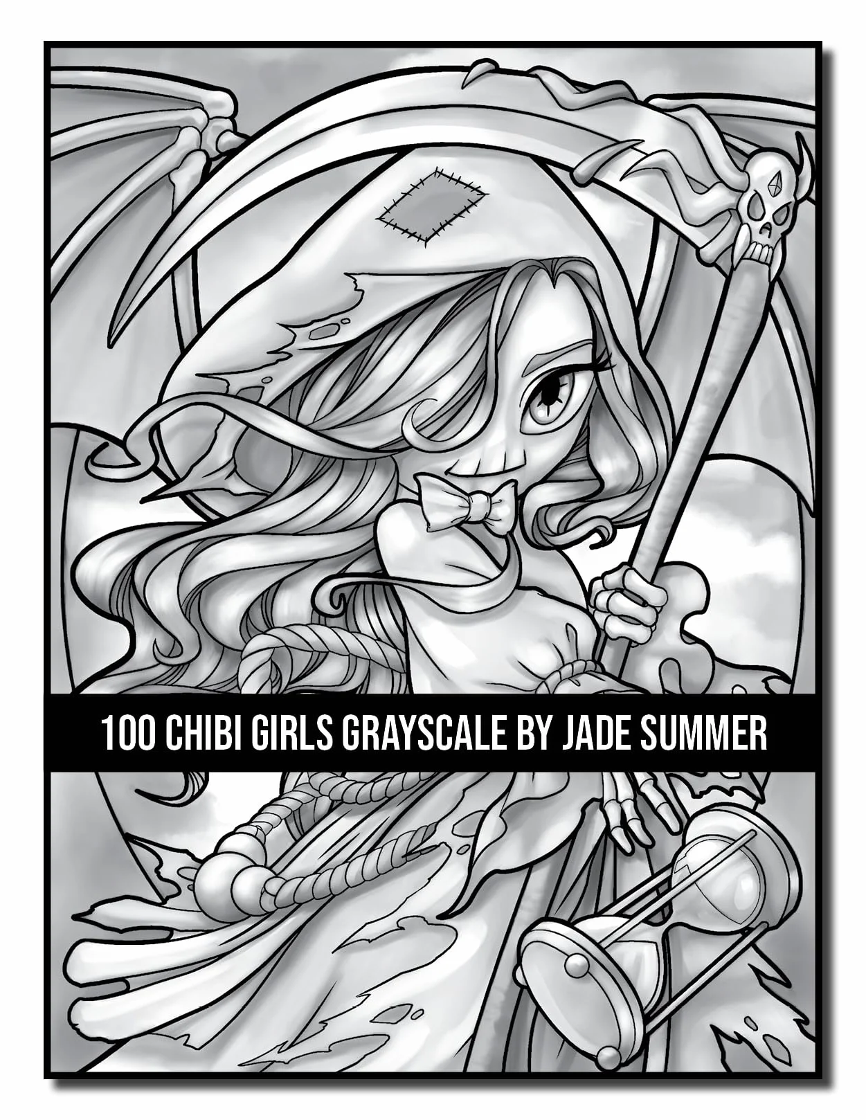 100 Chibi Girls Grayscale: An Adult Coloring Book Collection with Cute Girls, Fantasy, Horror, Christmas, and More!