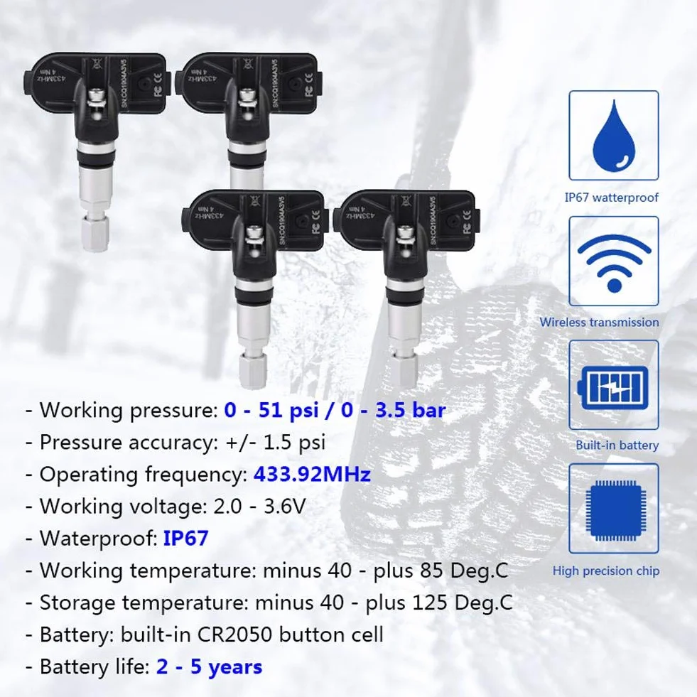 Akozon TPMS USB System monitorowania ciśnienia w oponach z wewnętrznym czujnikiem do nawigacji Android