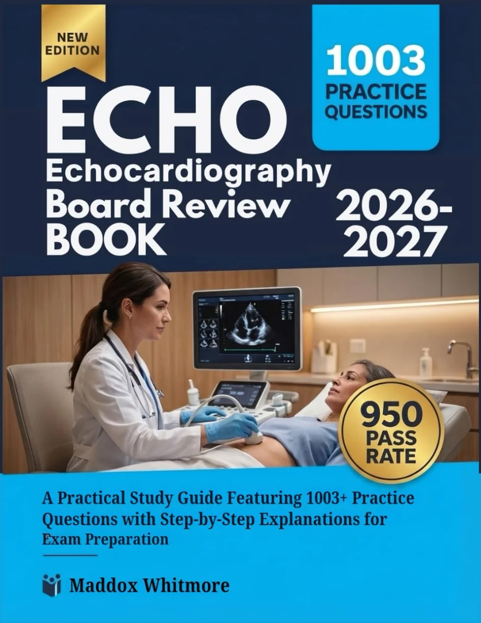 ECHOCARDIOGRAPHY BOARD REVIEW BOOK 2026-2027: A Practical Study Guide Featuring 1003+ Practice Questions with Step-by-Step Explanations for Exam Preparation