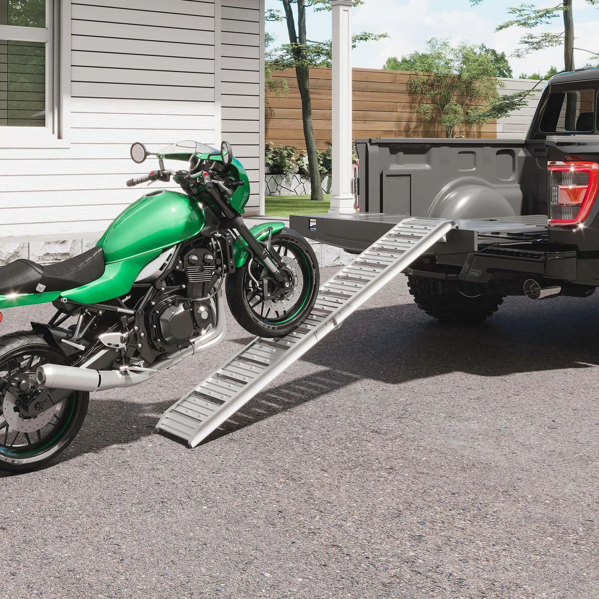 Wiltec Składany najazd aluminiowy o długości 182 cm i udźwigu 200 kg, lekka i łatwa do przechowywania, do załadowania quadów i motocykli
