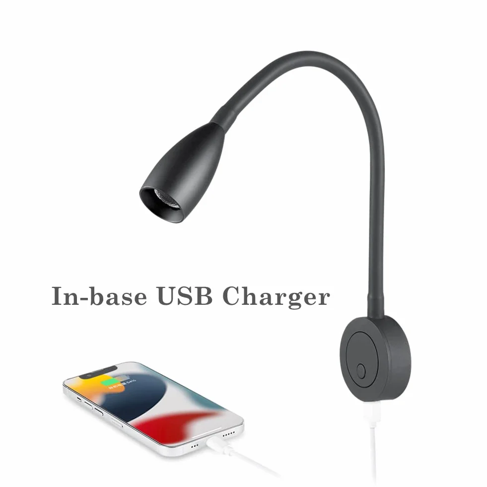 12V przyciemniana lampa do czytania LED gęsia szyja z ładowarką USB i ściemniaczem do przyczepy kempingowej