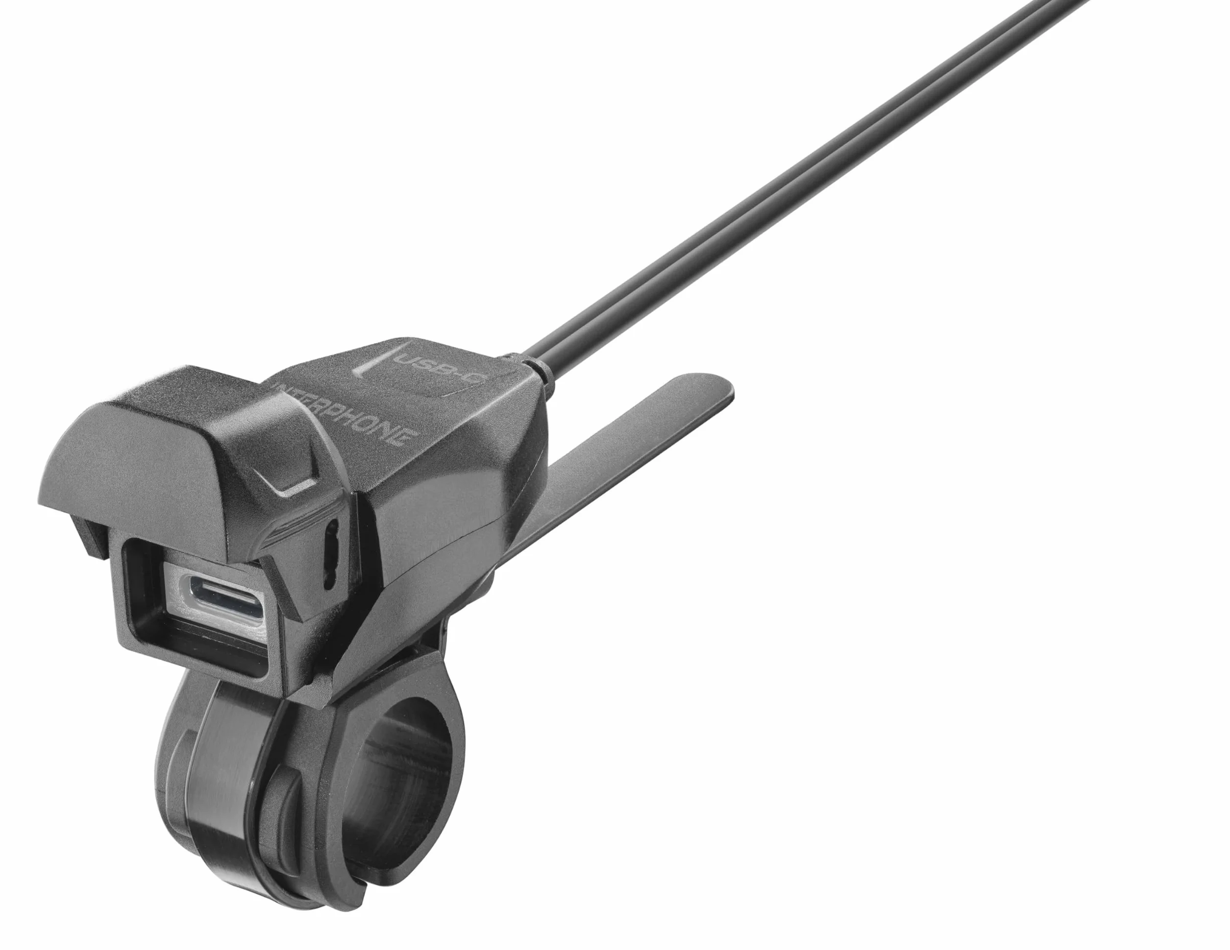 INTERPHONE - Zestaw do zasilania kierownicy motocyklowej z wtyczką USB typu C z wyłączaniem zasilania - nasadka ochronna - wyjście DC 5V - 2A - kabel 170 cm