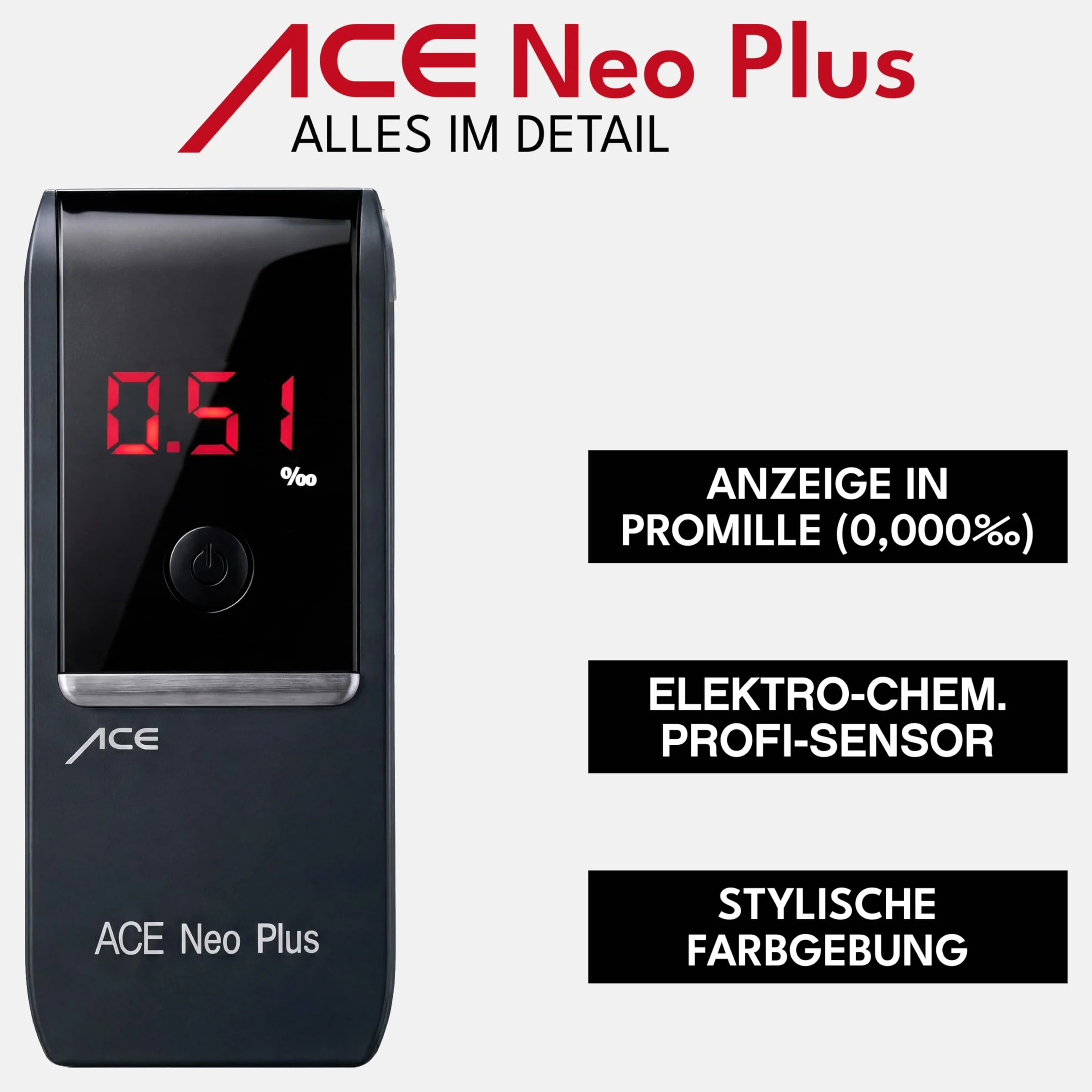 ACE 100051 Alkomat Neo, dokładność pomiaru 95,70%, granatowy