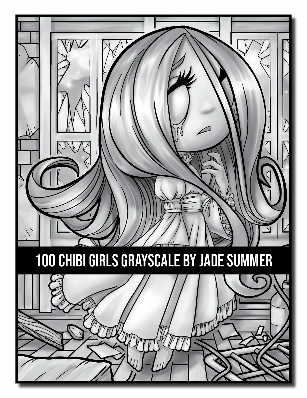 100 Chibi Girls Grayscale: An Adult Coloring Book Collection with Cute Girls, Fantasy, Horror, Christmas, and More!