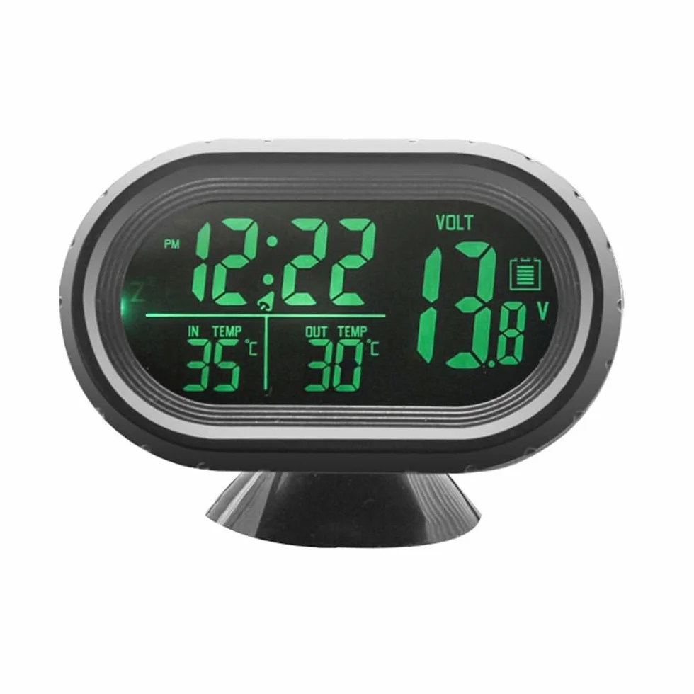 Shkalacar Zegar samochodowy termometr woltomierz 3 w 1 cyfrowy monitor LCD 12 V