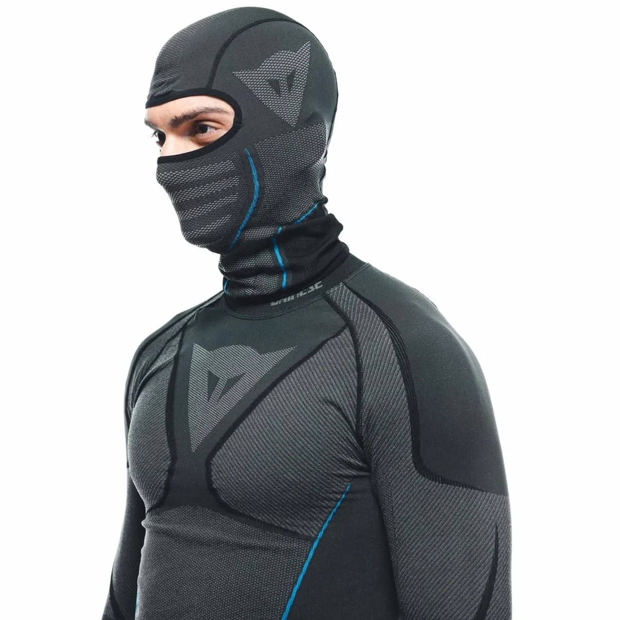 Dainese - Dry Balaclava, kask zimowy dla mężczyzn i kobiet, uniwersalny rozmiar, kominiarka motocyklowa zimowa i letnia, unisex, 4 pory roku, Made in Italy, czarny/niebieski