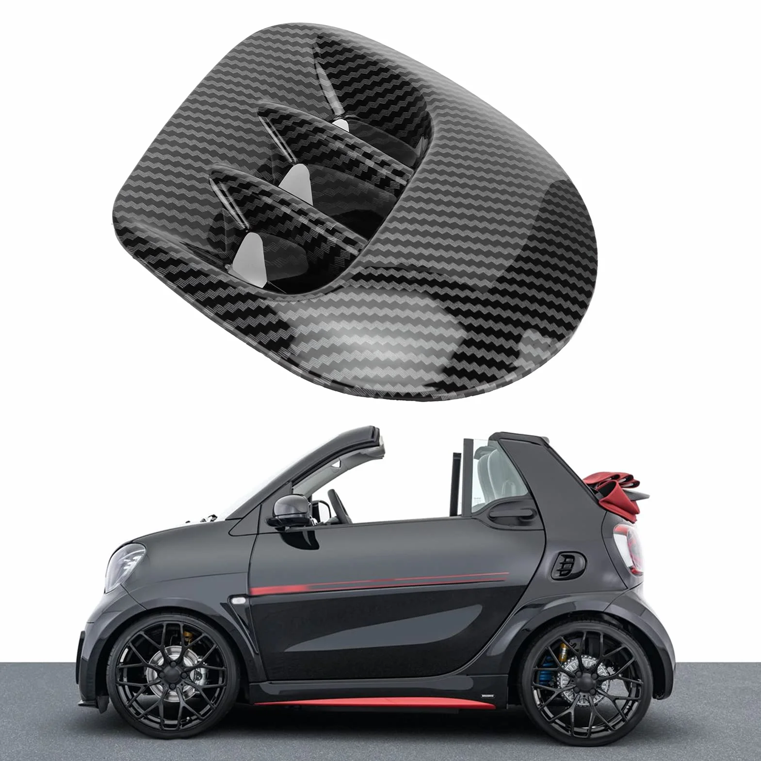 Aramox Tylny Błotnik Boczny Odpowietrznik Pasuje do Smart Fortwo/Forfour 453 2015-2021, ABS Tylny Błotnik Boczny Odpowietrznik Pokrywa Wykończenia Wymiana(Styl z włókna węglowego)
