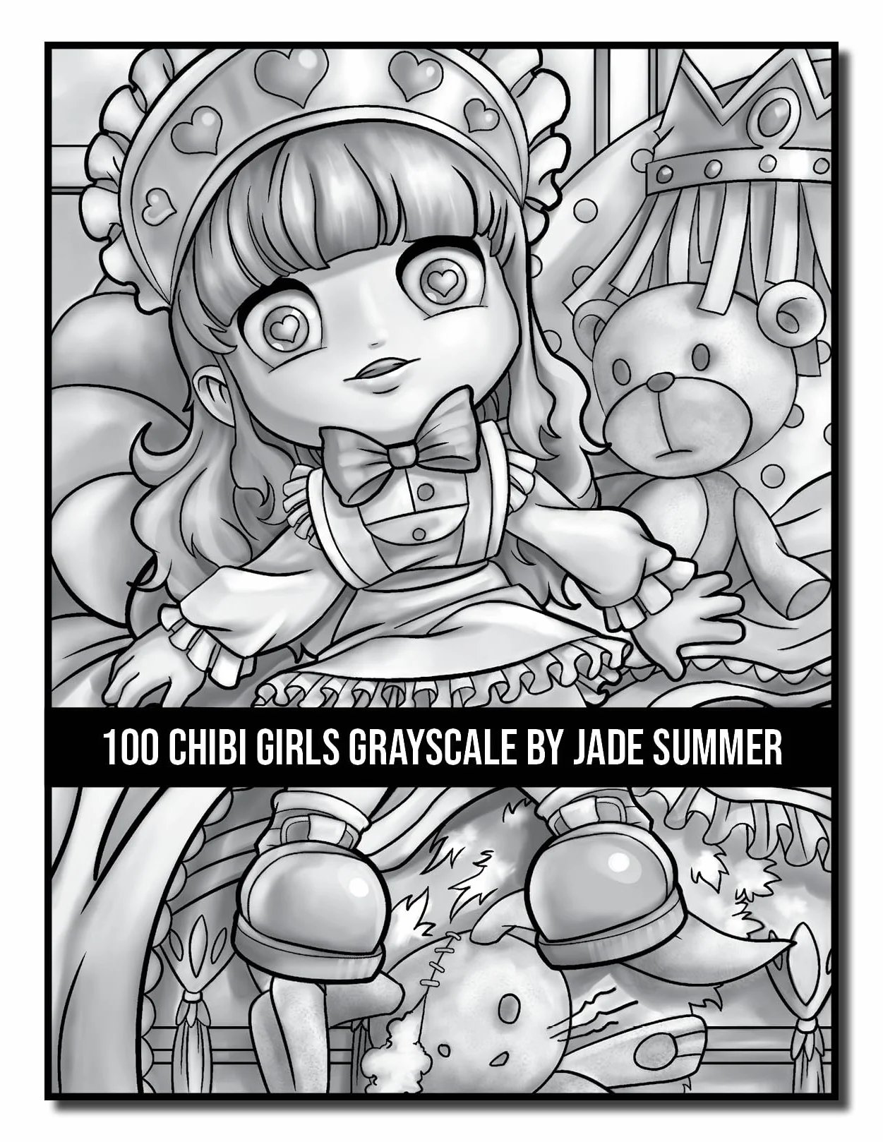 100 Chibi Girls Grayscale: An Adult Coloring Book Collection with Cute Girls, Fantasy, Horror, Christmas, and More!