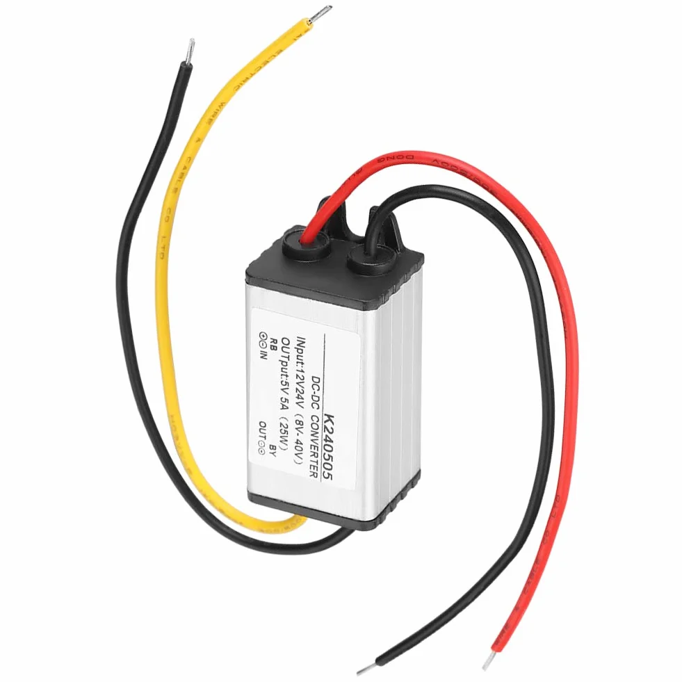 Konwerter Obniżający, Przetwornik Napięcia o Wysokiej Wydajności, Regulator Napięcia 12 V/24 V do 5 V 5 A, Przetwornice DC-DC do Samochodów Ciężarowych, Wydajność Konwersji do 96%