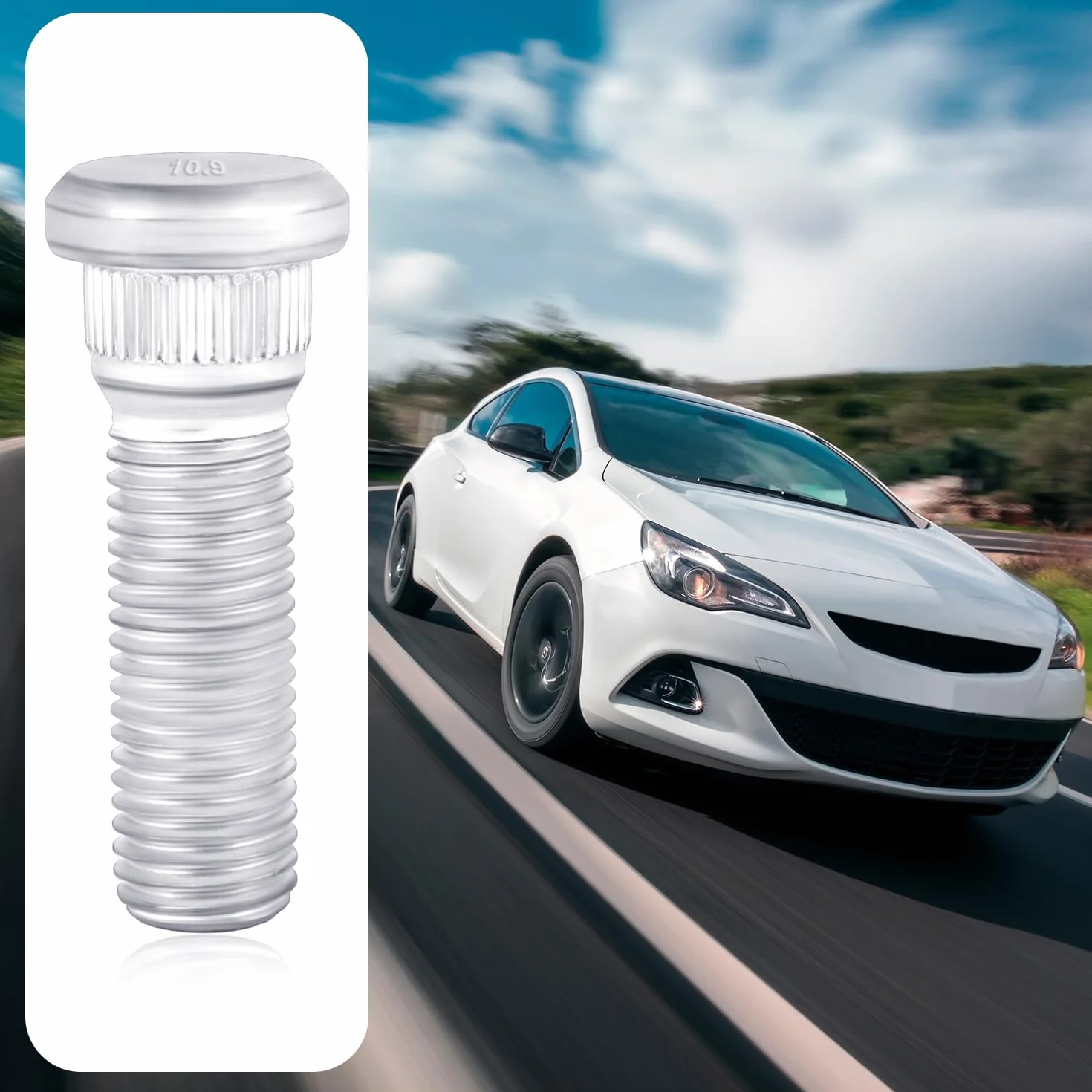 5szt M12x1,5 Kolki do Kól, Dlugosc 48mm Stalowe Sruby z Uchem Kolki do Opon Akcesoria Samochodowe Kompatybilne z Toyota Odpowiednie dla Chevroleta dla Serii Lexus