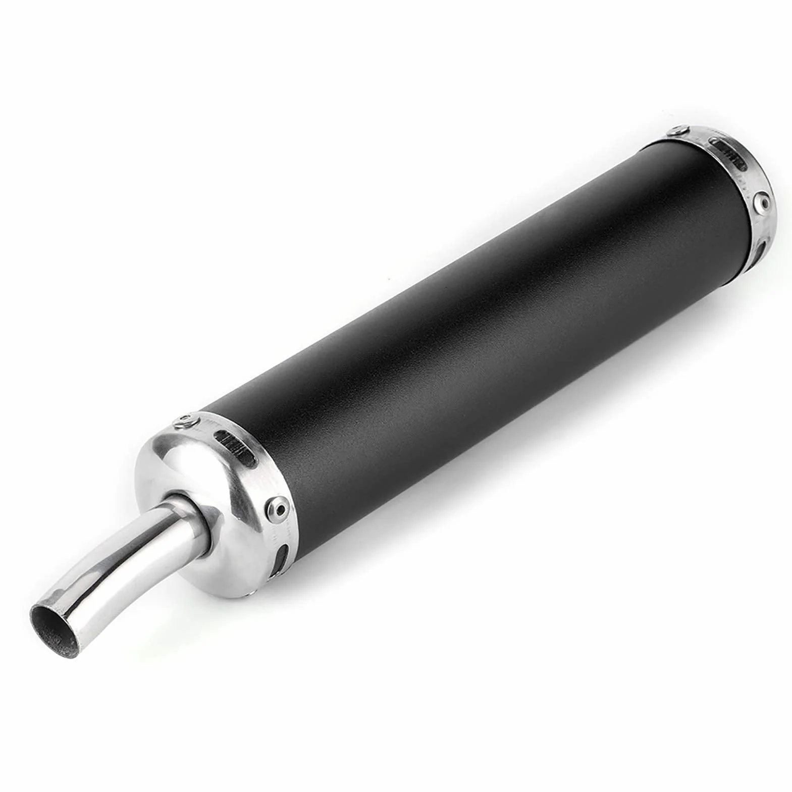 Tłumik Wydechowy Motoroweru, Tłumik Wydechowy ze Stali Nierdzewnej 20mm/0,8 Cala Zmodyfikowane Części do Motocykla 2-suwowegoBlack (Czarny)
