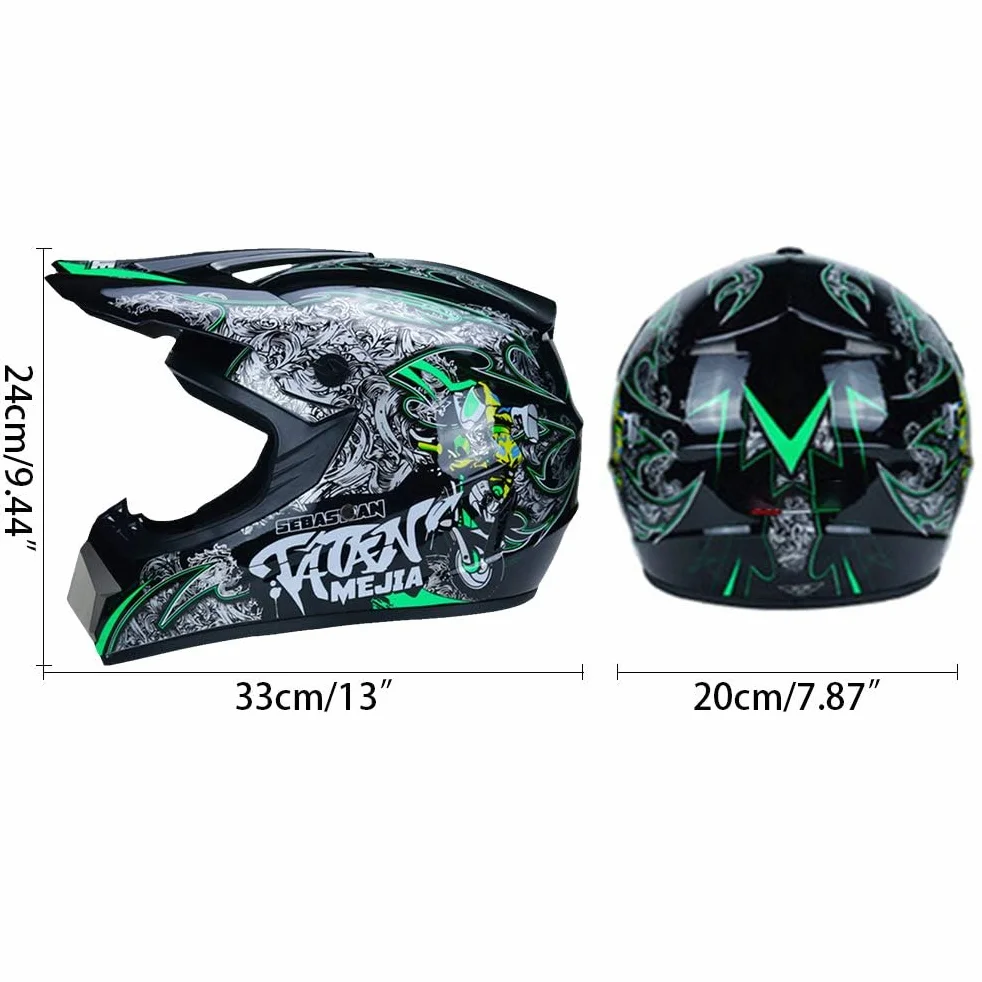 Profesjonalny kask motocrossowy dla dzieci i dorosłych, motocrossowy, dirt bike offroad, kask motocyklowy z goglami ochronnymi, rękawiczkami, osłoną twarzy