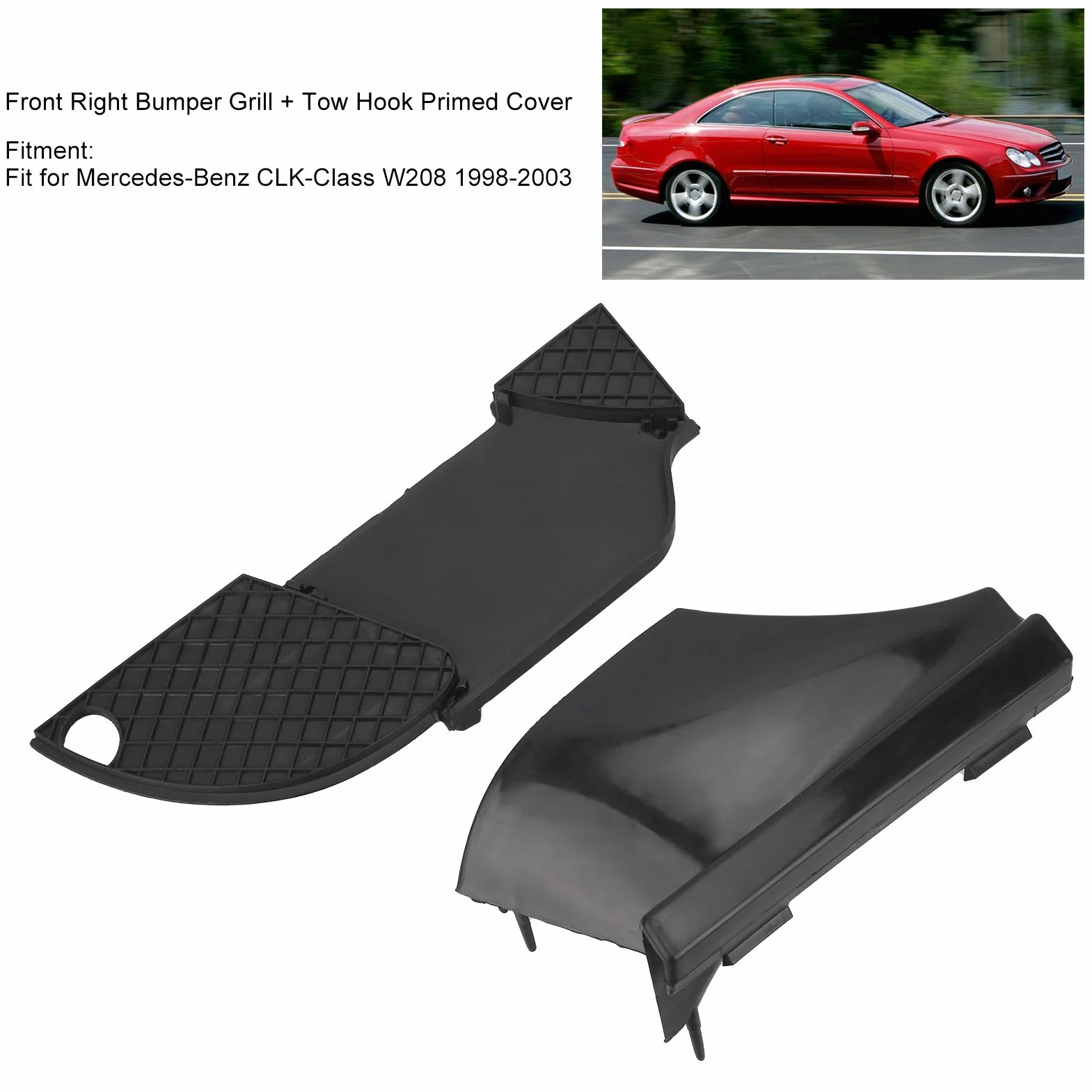 Dioche Grill zderzaka przedniego prawy pasuje do Mercedes Clk W208 1998-2003