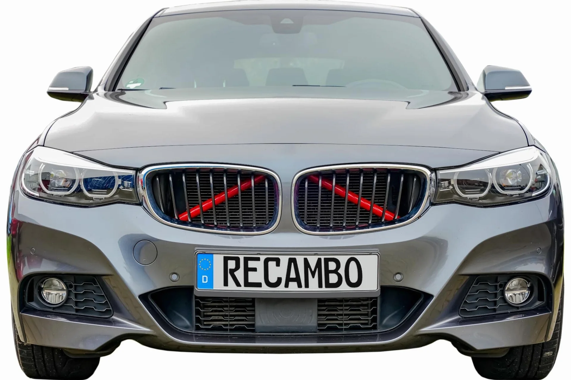 RECAMBO Wk?ad ch?odnicy do grilla, listwa ozdobna, paski do grilla w kszta?cie litery V, kompatybilny z BMW serii 5 X3 G01 X4 G02 X5 G05 X6 G06 X7 G07, czerwony