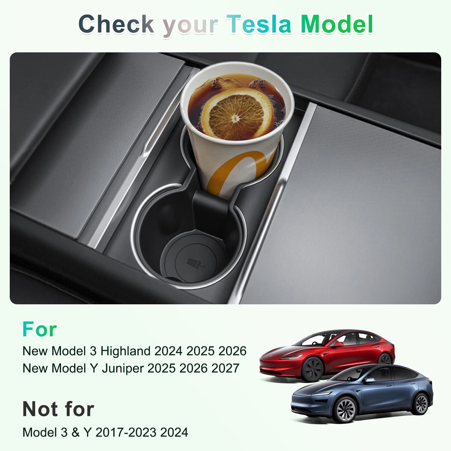 GAFAT Uchwyt na Napoje do Tesla Model Y Juniper Standard 2025 2026/ Model 3 Highland 2024-2026, Uchwyt na Nowego Kubki Konsoli Środkowej z Miękkiej Gumy TPE, Tesla Y 2025 Accessoires, Antypoślizgowy