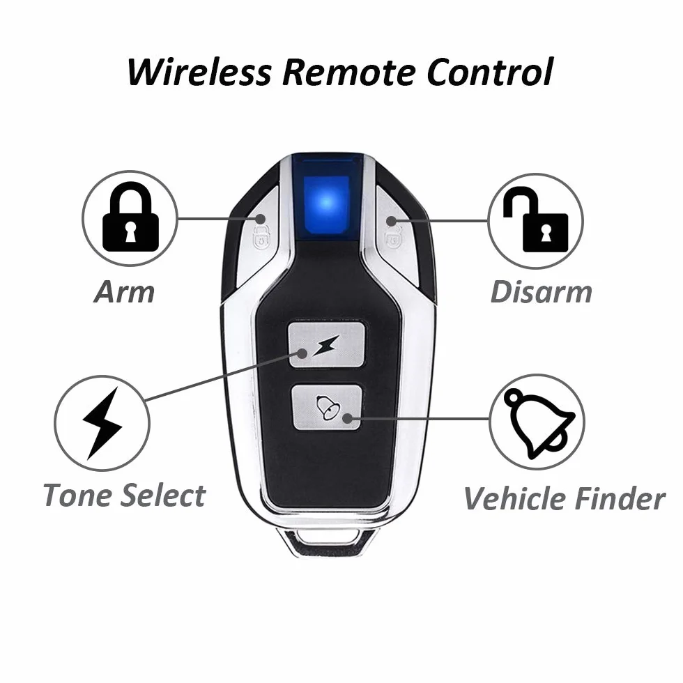 Mengshen Bezprzewodowy alarm antykradzieżowy do roweru, motocykla, wodoodporny IP55, 113 dB, czarny