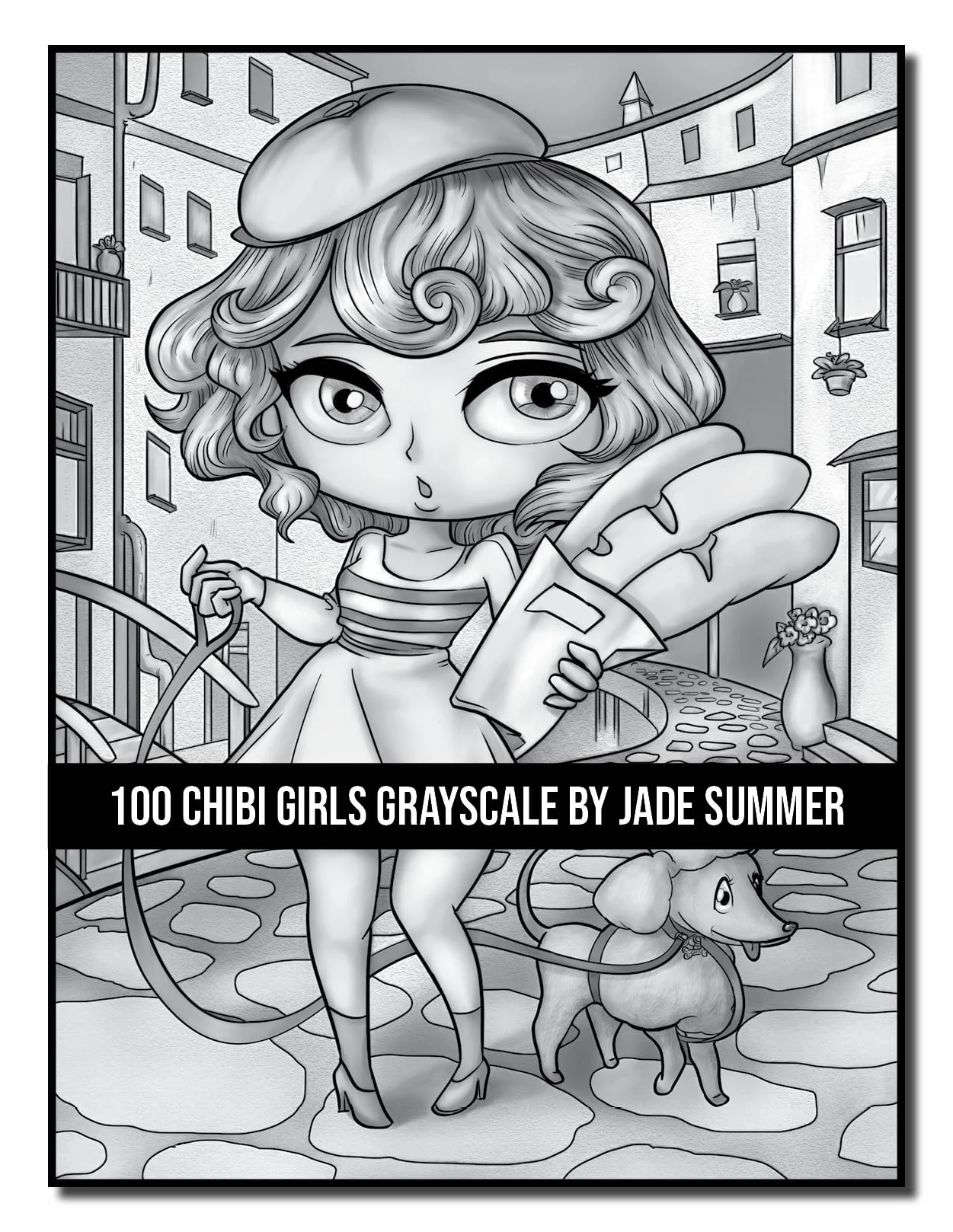 100 Chibi Girls Grayscale: An Adult Coloring Book Collection with Cute Girls, Fantasy, Horror, Christmas, and More!