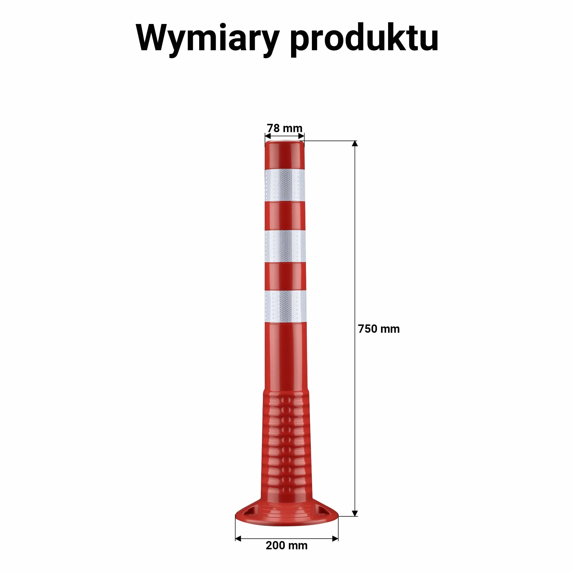 Wiltec Słupki parkingowe zestaw 2 szt. biało-czerwone o wysokości 75 cm, elastyczne słupki drogowe z PU i 3 paskami odblaskującymi