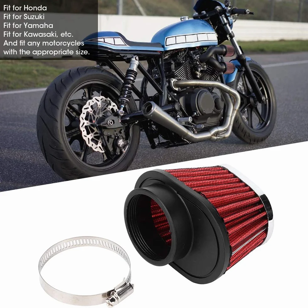 Qiilu Filtr powietrza motocyklowego, głowica grzybka, filtr powietrza do silnika, akcesoria zamienne (60 mm)
