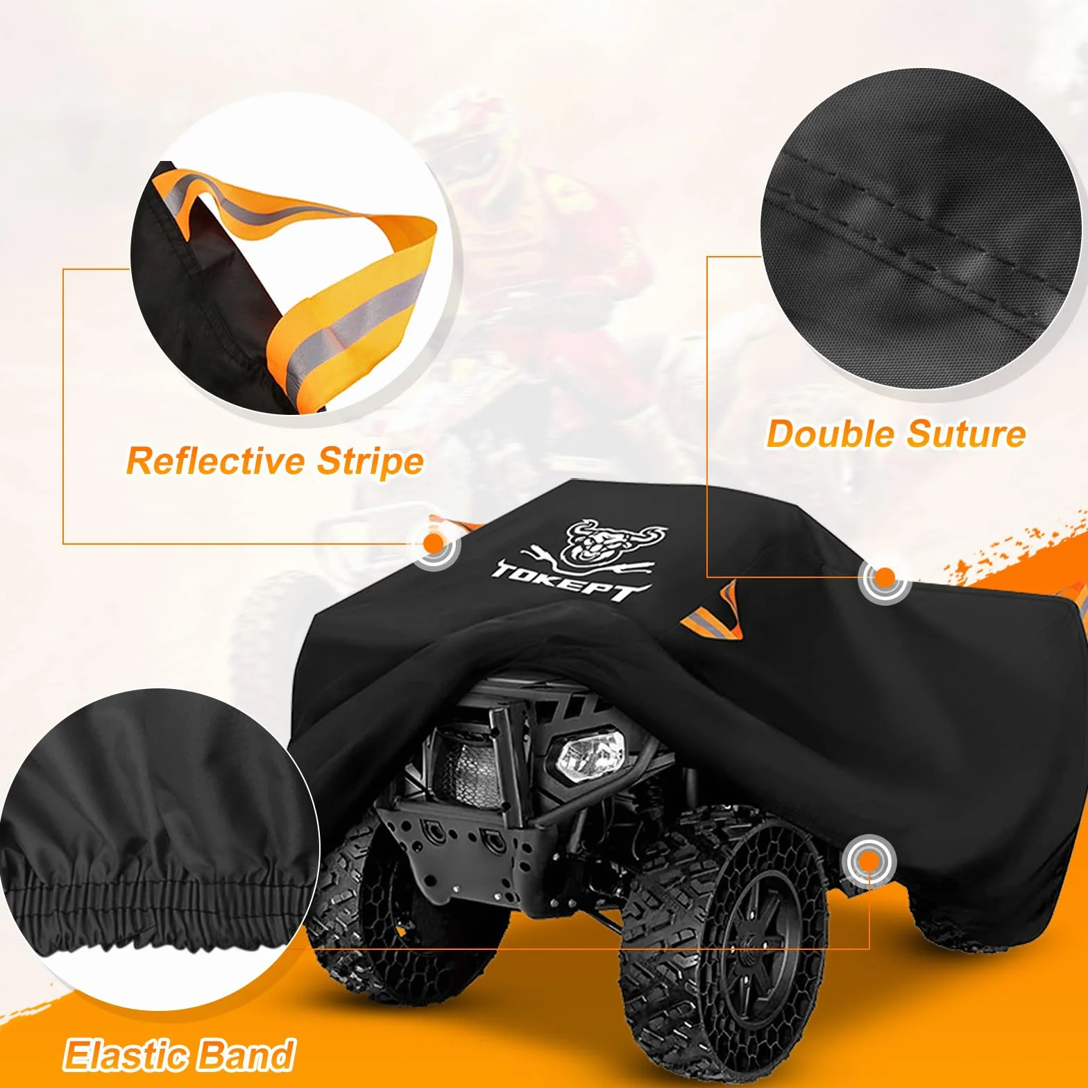 Pokrowiec na ATV, wodoodporny, wytrzymały pokrowiec na 4 koła, całoroczny, odporny na warunki atmosferyczne, ochrona przed promieniowaniem UV do 78-calowego Polaris Kawasaki, Yamaha, Suzuki