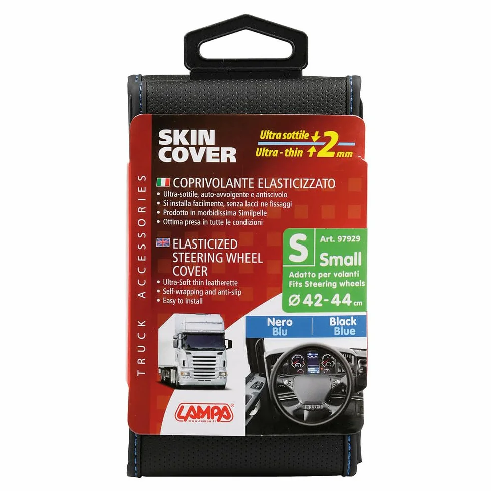 LAMPA Elastyczny pokrowiec na kierownicę do ciężarówki, ultracienki, czarno-niebieski, 42-44 cm