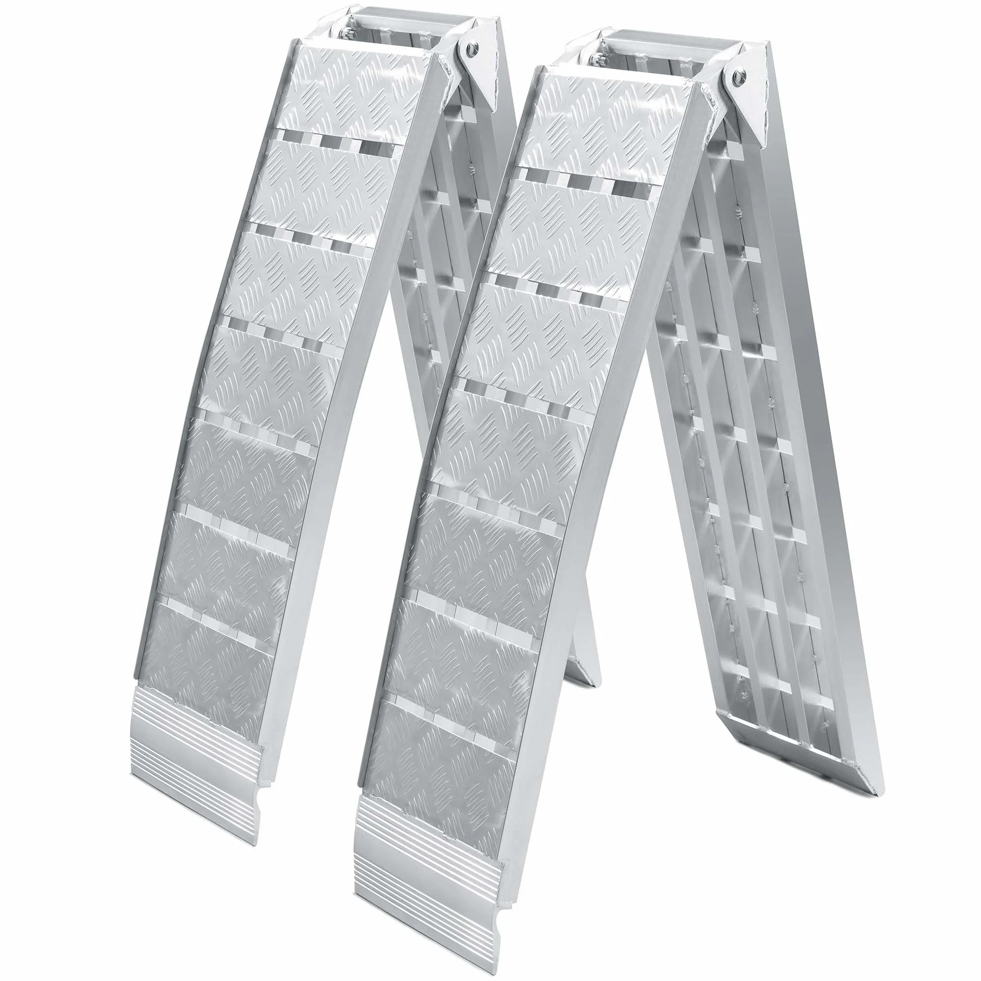 Wiltec Zestaw składany najazd aluminiowy 2 szt. o długości 228 cm i łączny udźwig 1360 kg, lekka i łatwa do przechowywania, do załadowania quadów i motocykli