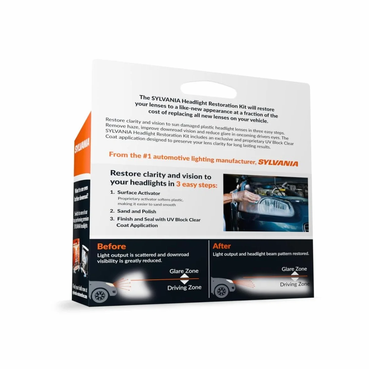Sylvania Headlight Restoration Kit - 6 Pack - Restore Sun Damaged Headlights with Exclusive UV Block Clear Coat, Light Output and Beam Pattern Restored, Long Lasting Protection