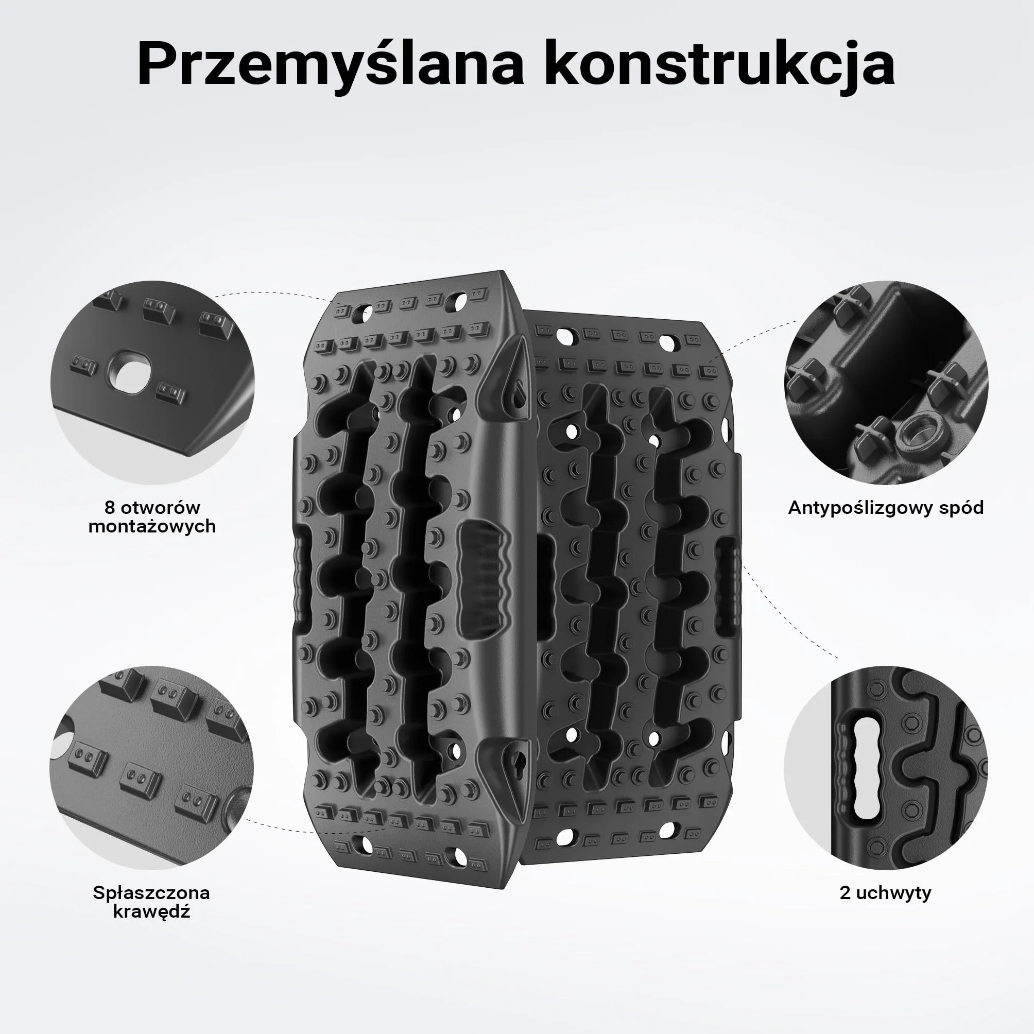 Wiltec Trapy piaskowe 581 x 295 x 65 mm 2 szt do 7 t nośności mata trakcyjna off road