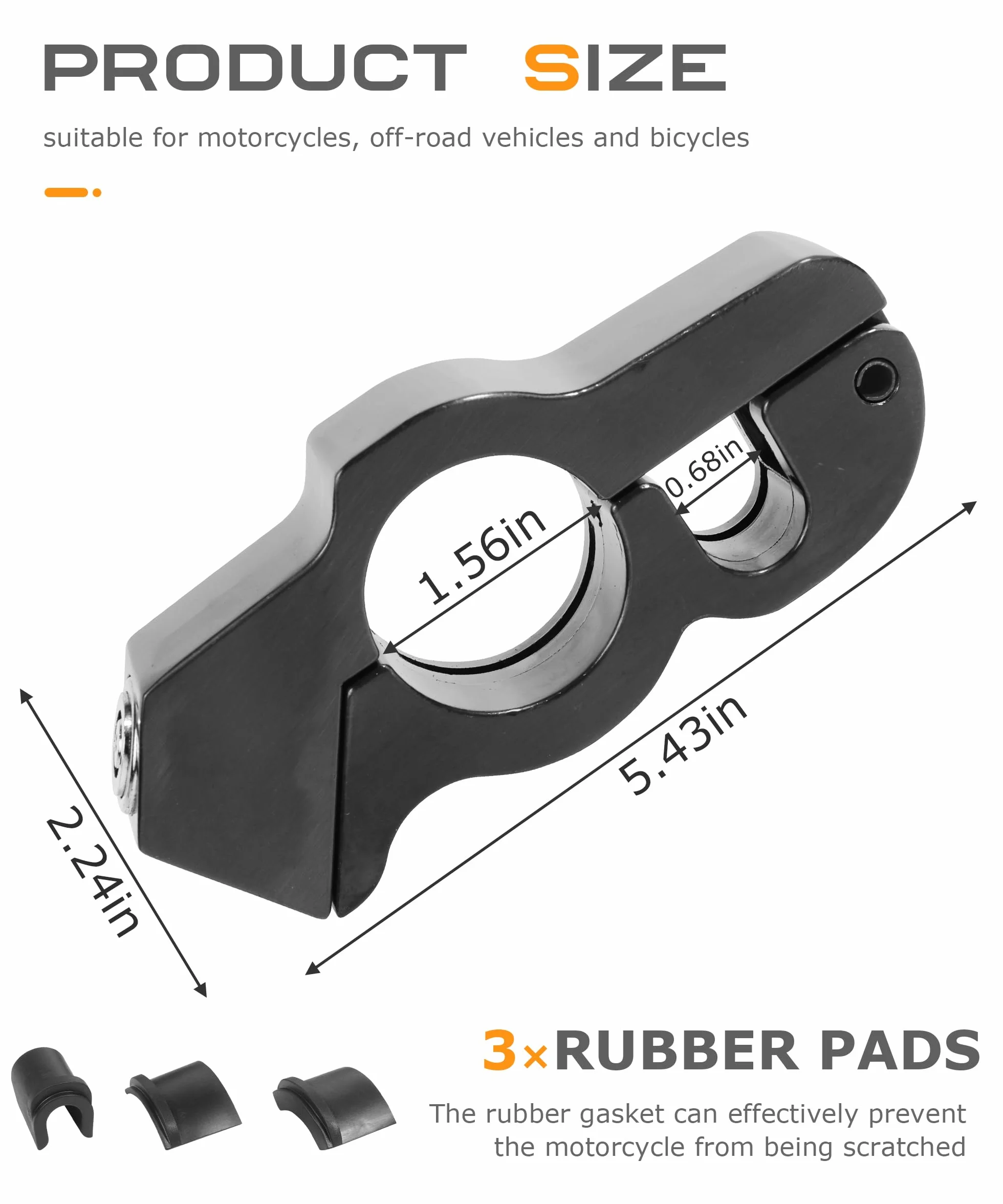 Zamek motocyklowy z dźwignią hamulca motocyklowego ze stopu aluminium z 2 kluczami, akcesoria motorowerowe, kompatybilne z motocyklami, rowerami sportowymi, skuterami, motorowerami i rowerami