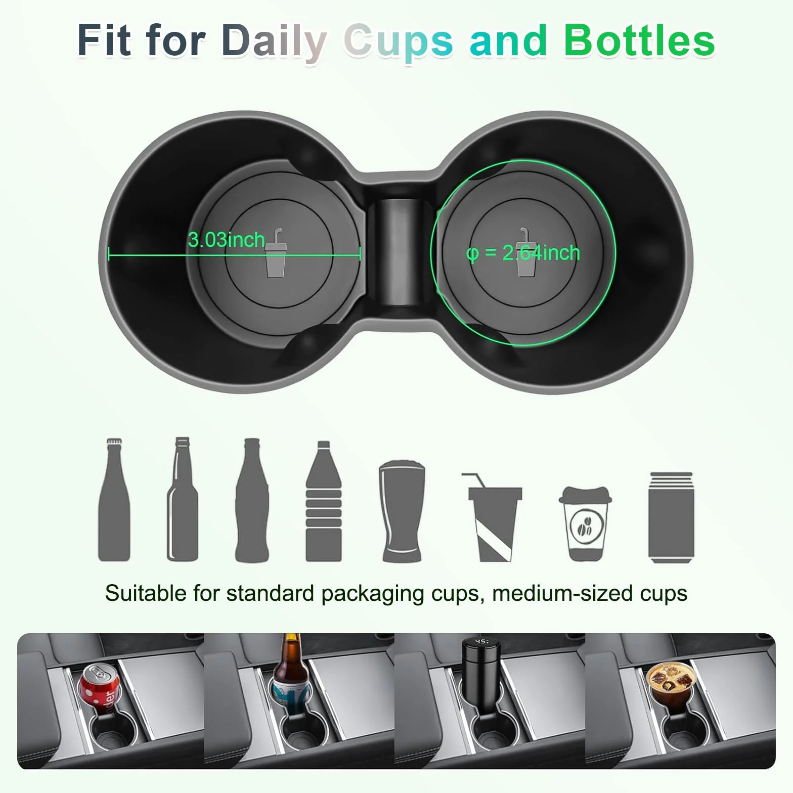 GAFAT Uchwyt na Napoje do Tesla Model Y Juniper Standard 2025 2026/ Model 3 Highland 2024-2026, Uchwyt na Nowego Kubki Konsoli Środkowej z Miękkiej Gumy TPE, Tesla Y 2025 Accessoires, Antypoślizgowy