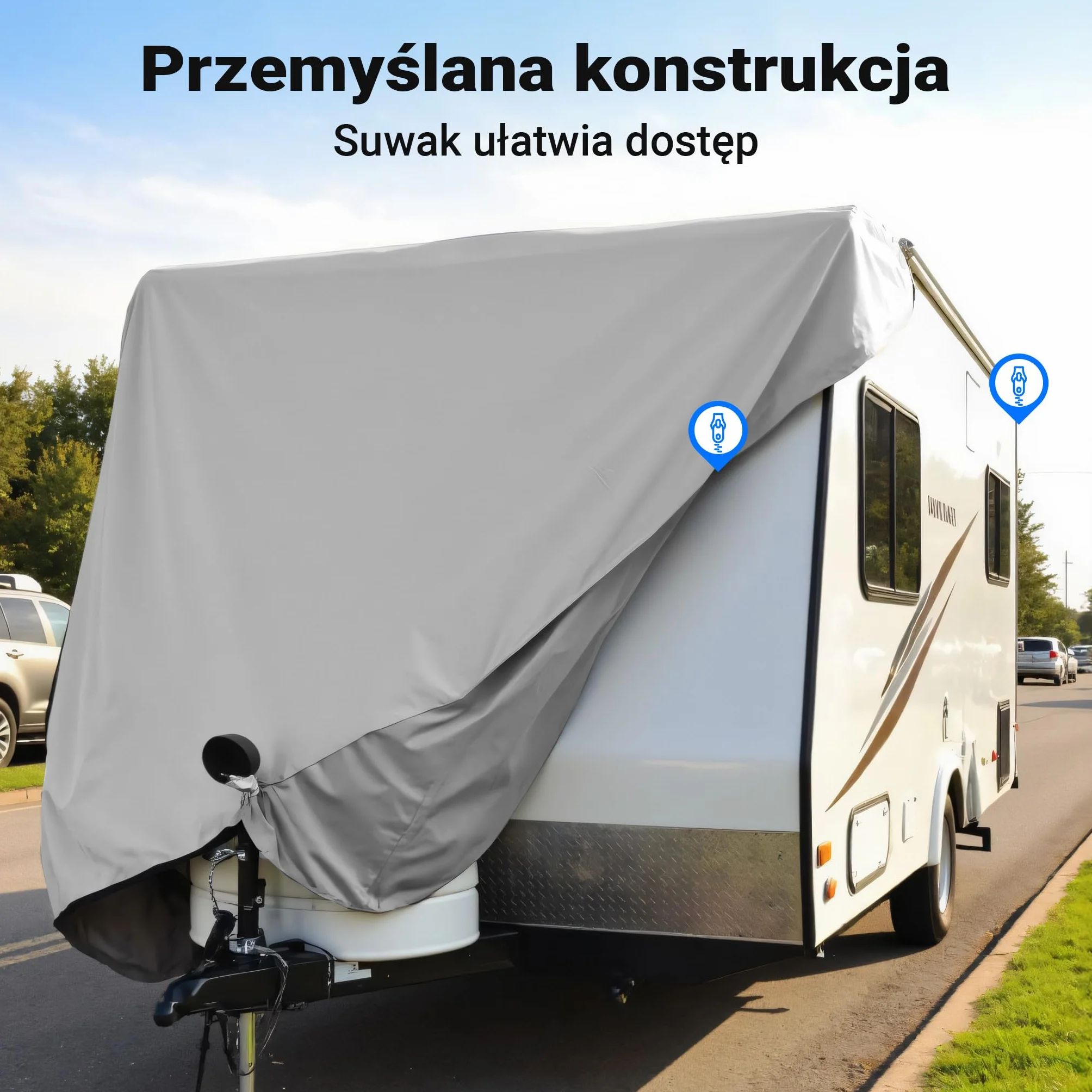 Osłona ochronna na przyczepę kempingową rozmiar S 426x225x220cm pokrowiec na przyczepę kempingową