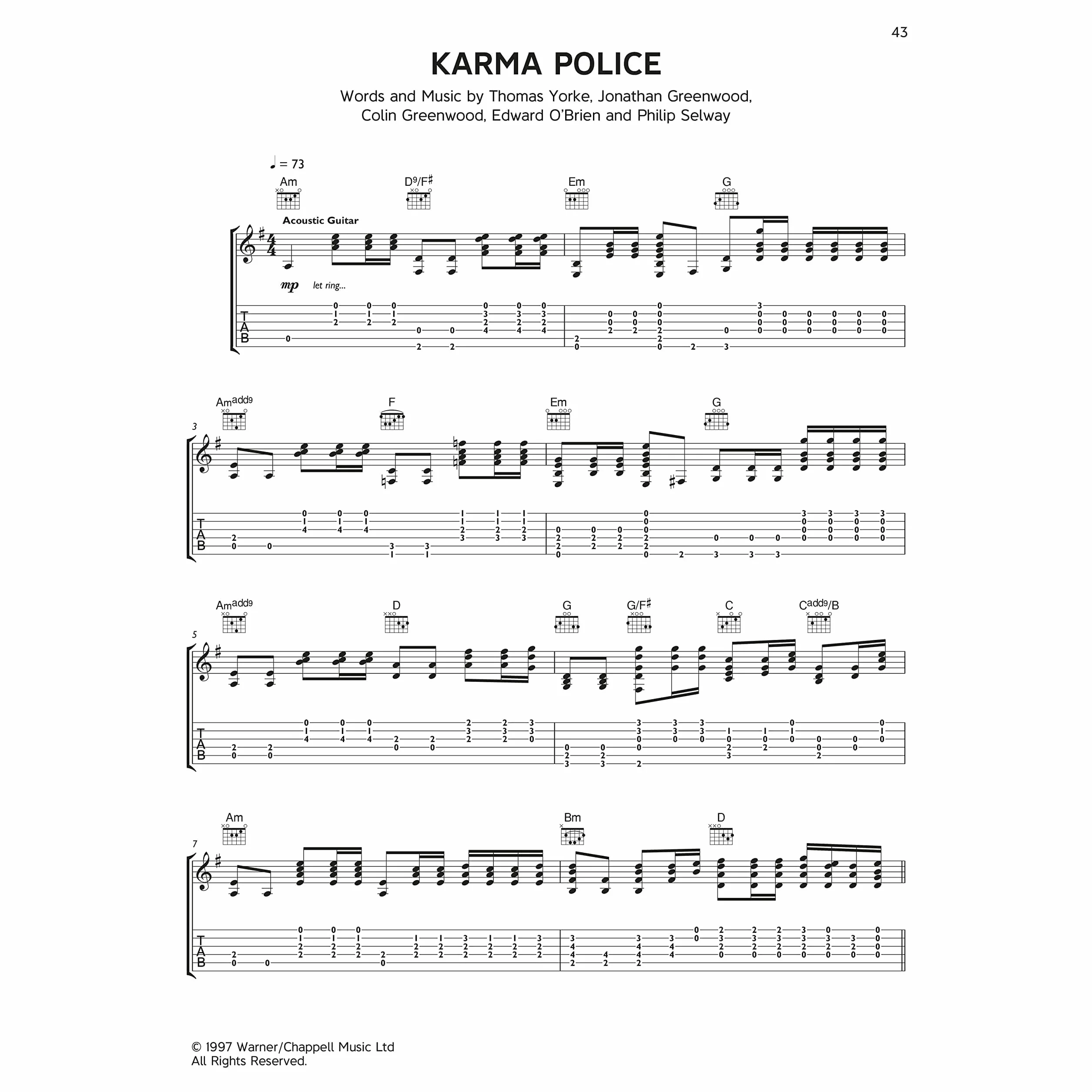 Radiohead : ok computer oknotok 1997 2017 (guitar tab)