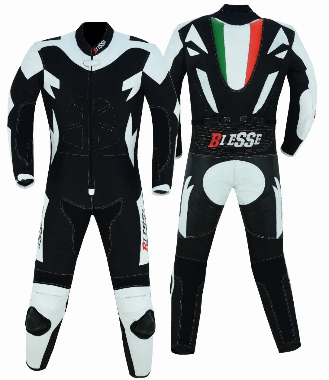 BI ESSE MINIMOTO Kombinezon dziecięcy skóra ochraniacze CE biały czarny XS 7 lat