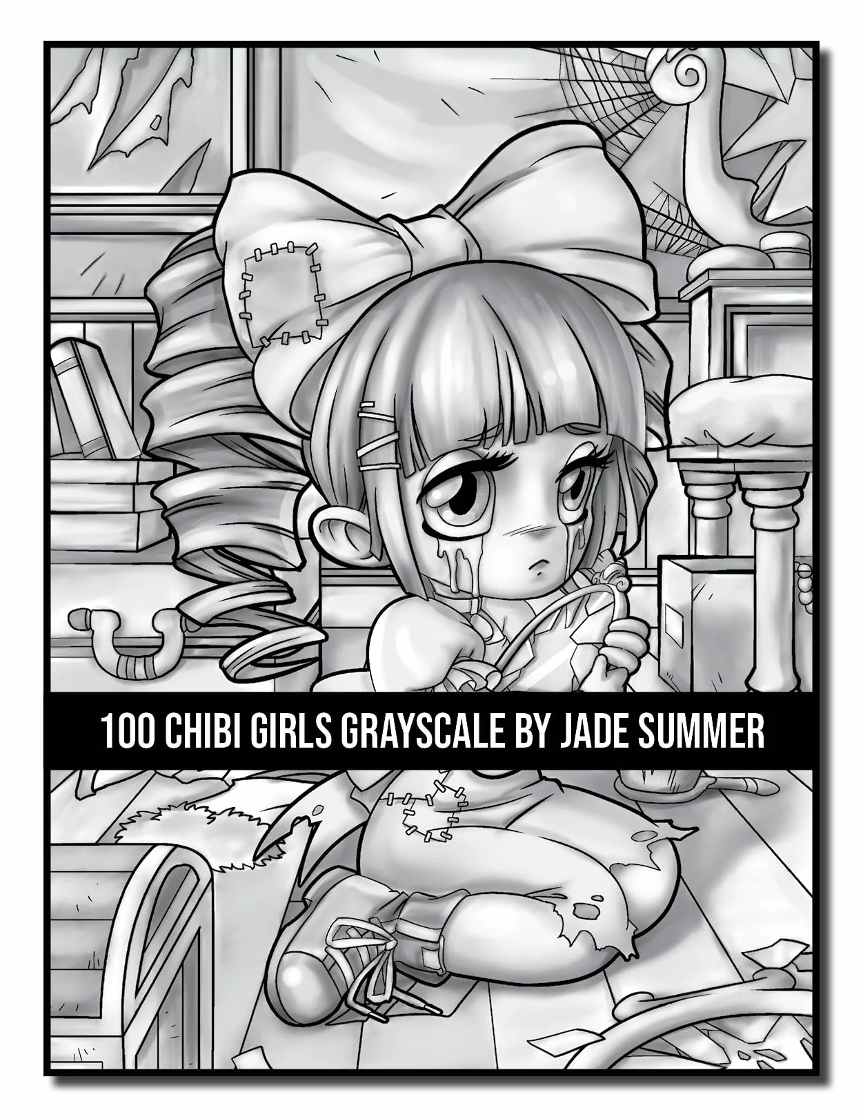 100 Chibi Girls Grayscale: An Adult Coloring Book Collection with Cute Girls, Fantasy, Horror, Christmas, and More!