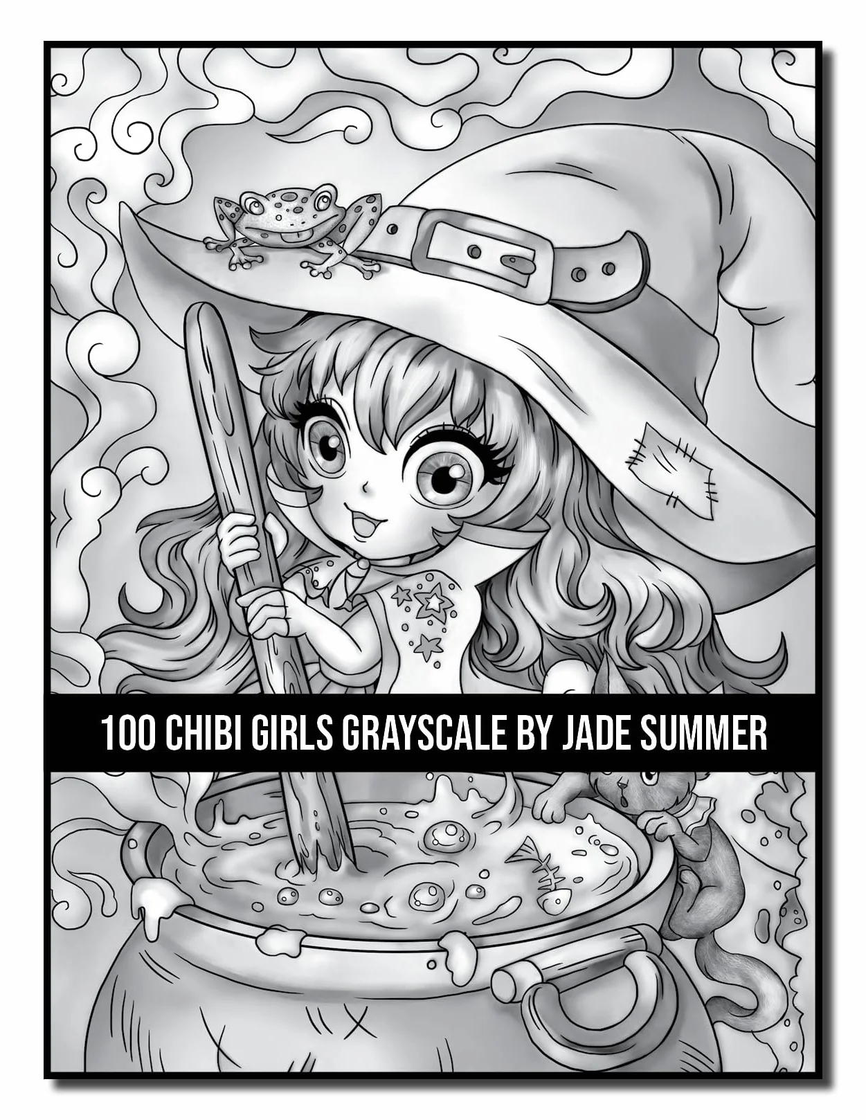 100 Chibi Girls Grayscale: An Adult Coloring Book Collection with Cute Girls, Fantasy, Horror, Christmas, and More!
