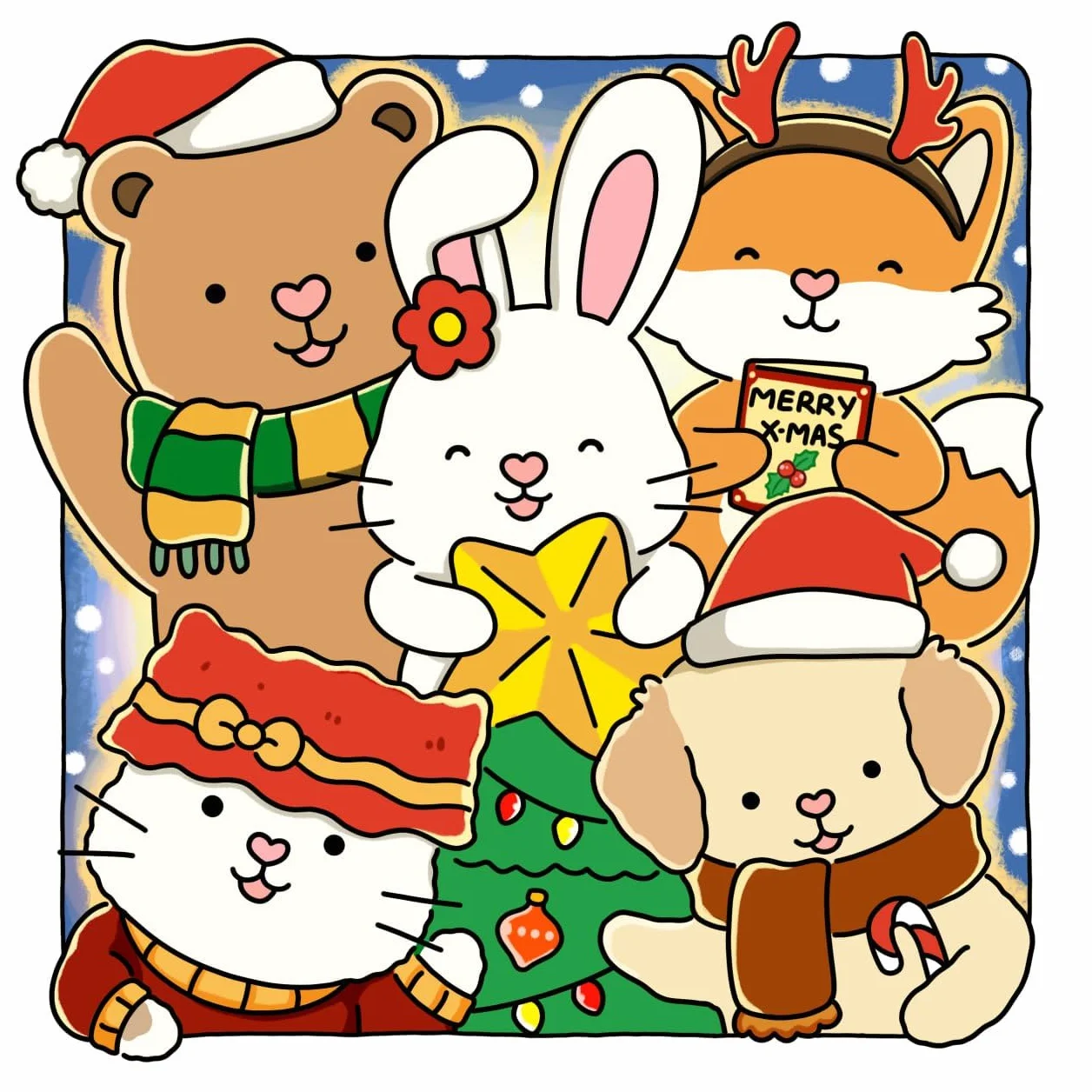 Fuzzy Hygge: Christmas Vibes Coloring Book for Adults & Teens Featuring Cozy Festive Holiday Winter Scenes with Adorable Animals Characters