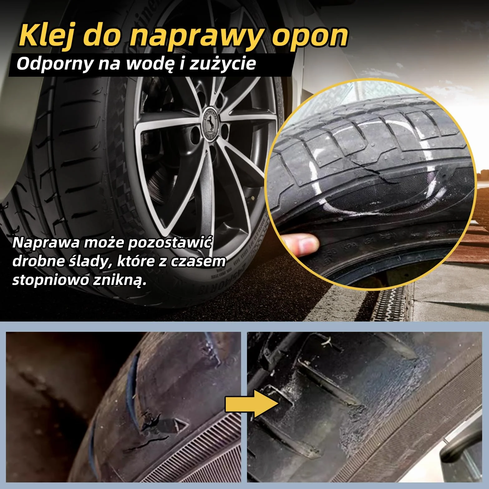 LOCBONDSO Klej do opon gumowy czarny wodoodporny szybka naprawa 50g